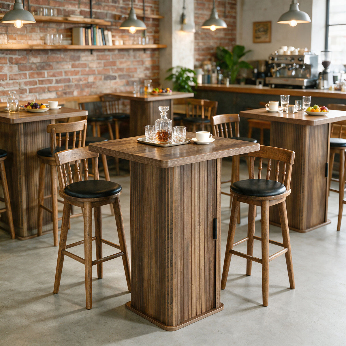 Tribesigns 90 cm hoge bartafel met 3-laags opbergkast, landelijke pub tafel voor keuken en kleine ruimtes