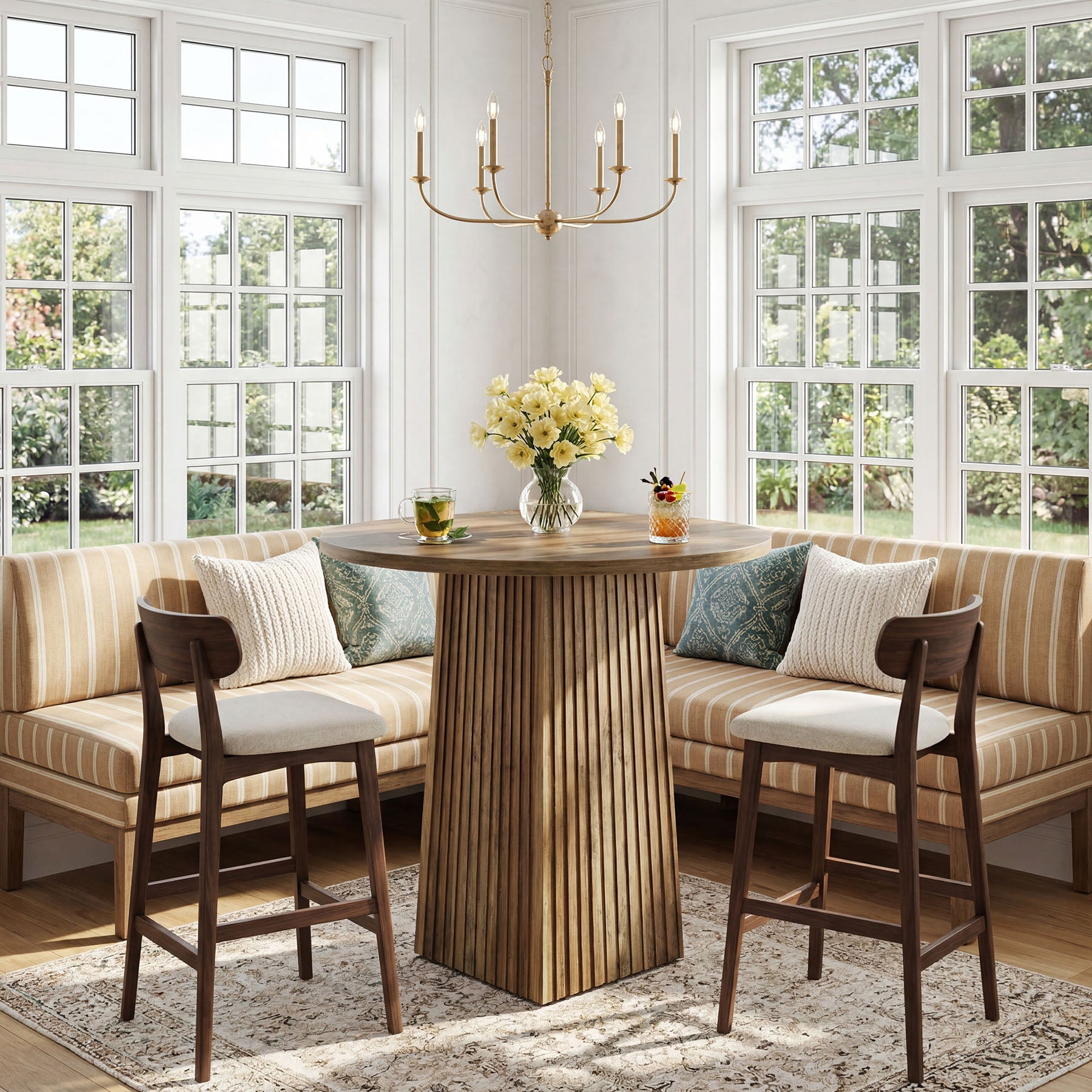 80 cm Tribesigns Ronde Eettafel, Houten Pedestal Tafel voor 2 Personen