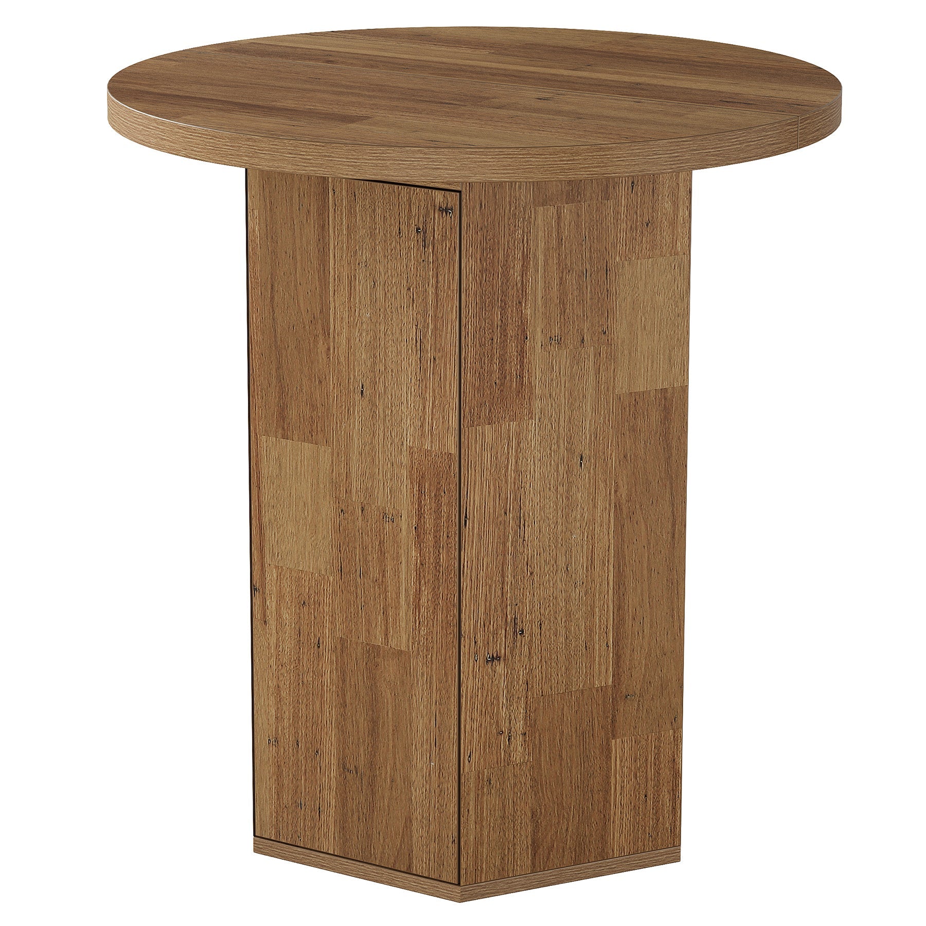 Tribesigns ronde bartafel 80 cm met opbergruimte, hoge statafel met geïntegreerde kast in landelijke stijl