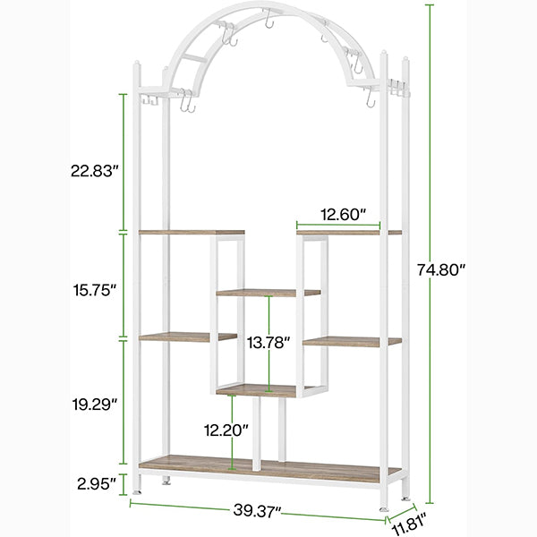 190 cm Tribesigns Plantenrek, 5-Lags Binnenplantenstandaard met Ophangsysteem