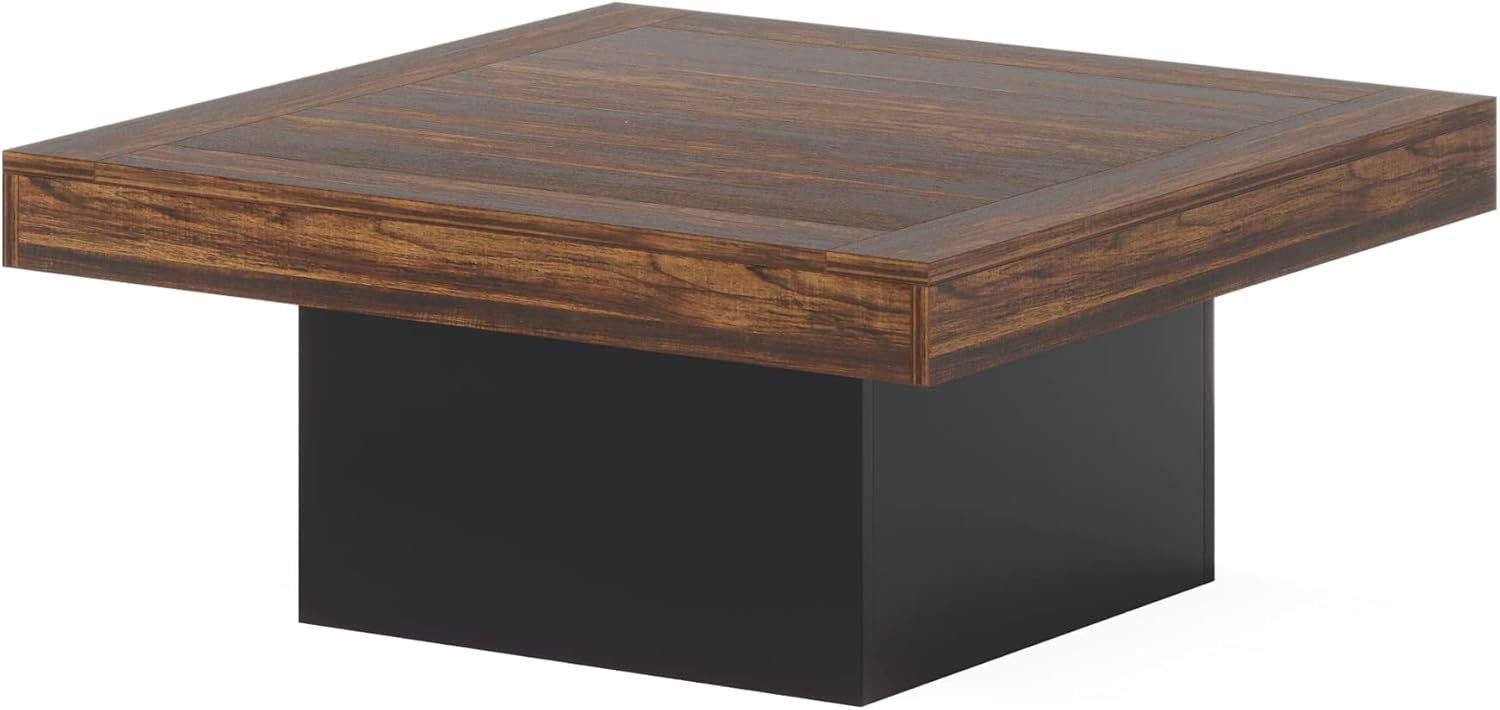 90 x 90 x 45 cm Tribesigns vierkante salontafel met LED-verlichting, moderne houten middentafel voor woonkamer