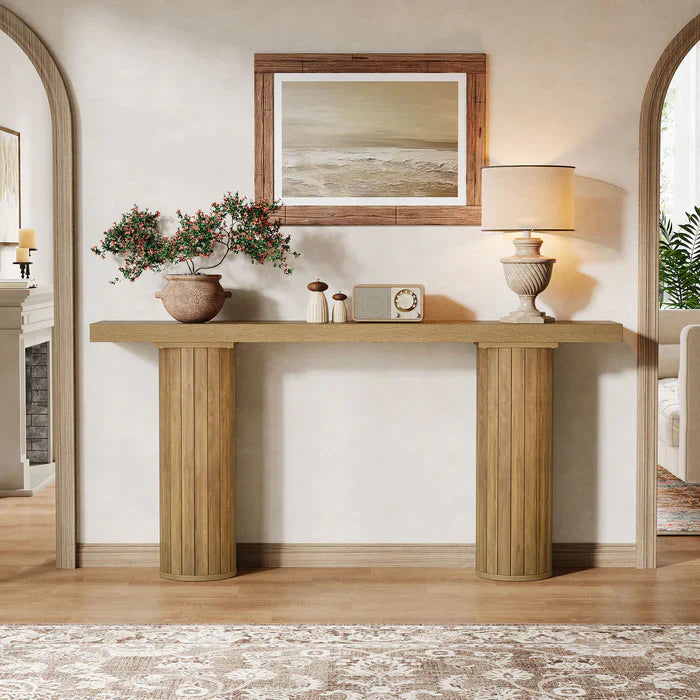 160 cm Consoletafel, Lange Boerenstijl Sofatafel voor Woonkamer, Smalle Entreetafel voor Hal of Gang