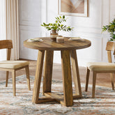 80 cm Ronde Eettafel voor 2-4 Personen, Landelijke Keukentafel voor Kleine Ruimte 3