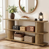 160 cm Consoletafel met 3-Laags Opbergrekken, Lange Haltafel voor Woonkamer en Entree 3