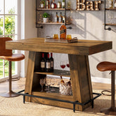 120 cm Tribesigns hoge bartafel met 3 opbergplanken, industriële keukentafel met voetsteun voor eetkamer 3