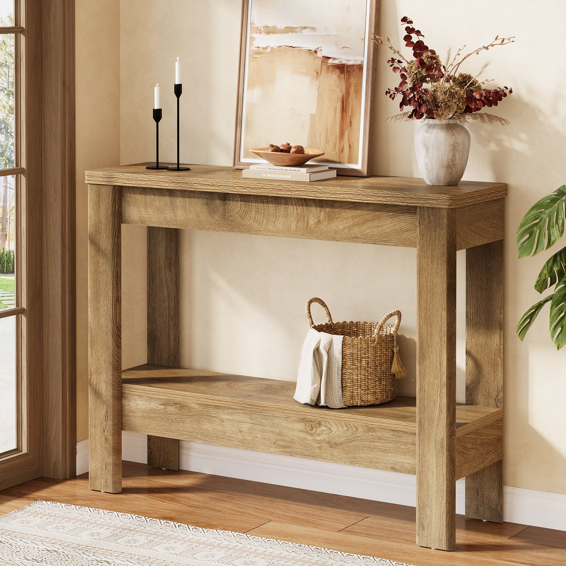 105 x 30 x 80 cm Tribesigns landelijke consoletafel met open opbergruimte, smalle sidetable voor hal en woonkamer
