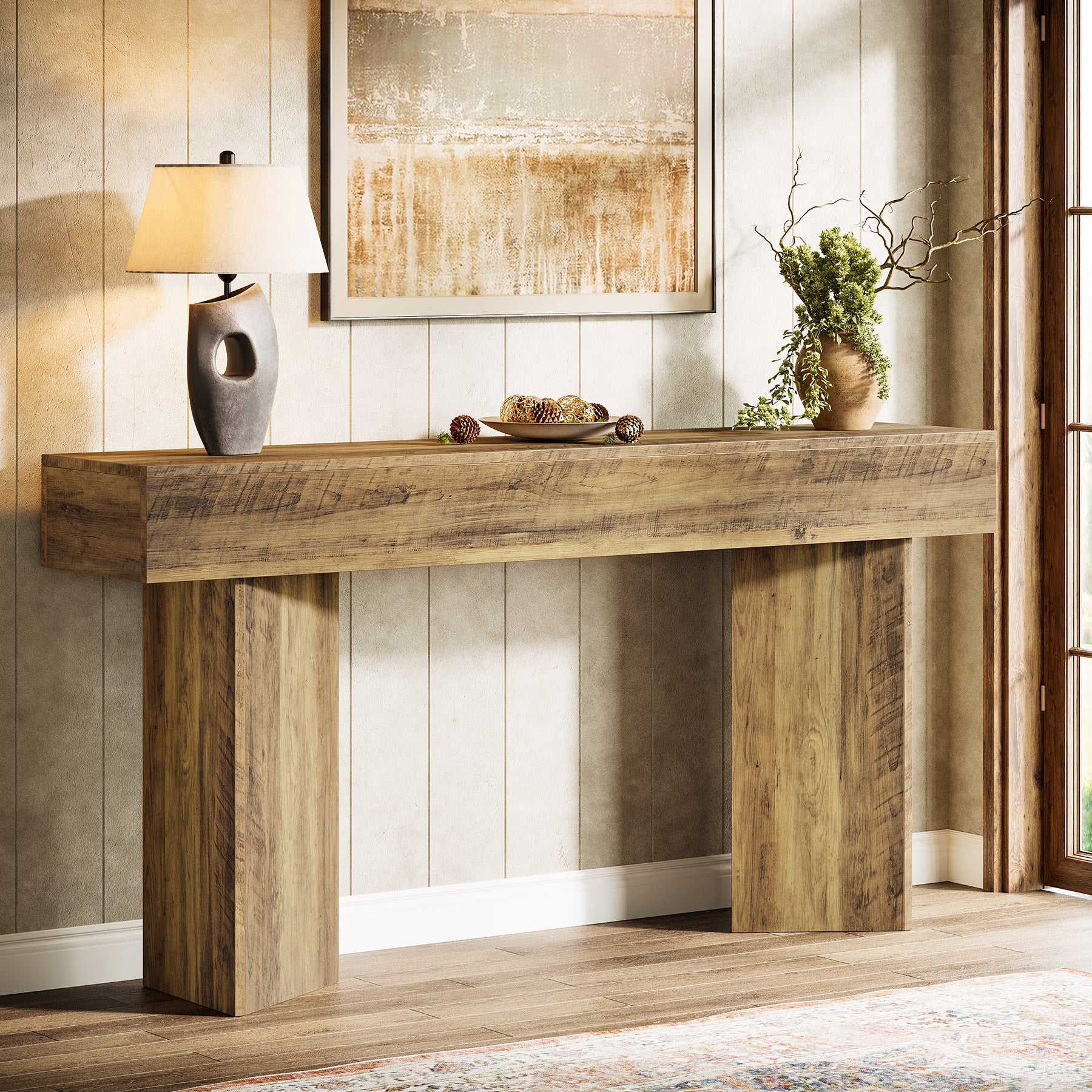 160 cm Smalle Consoletafel voor Entree, Lange Sofa Tafel voor Hal en Woonkamer