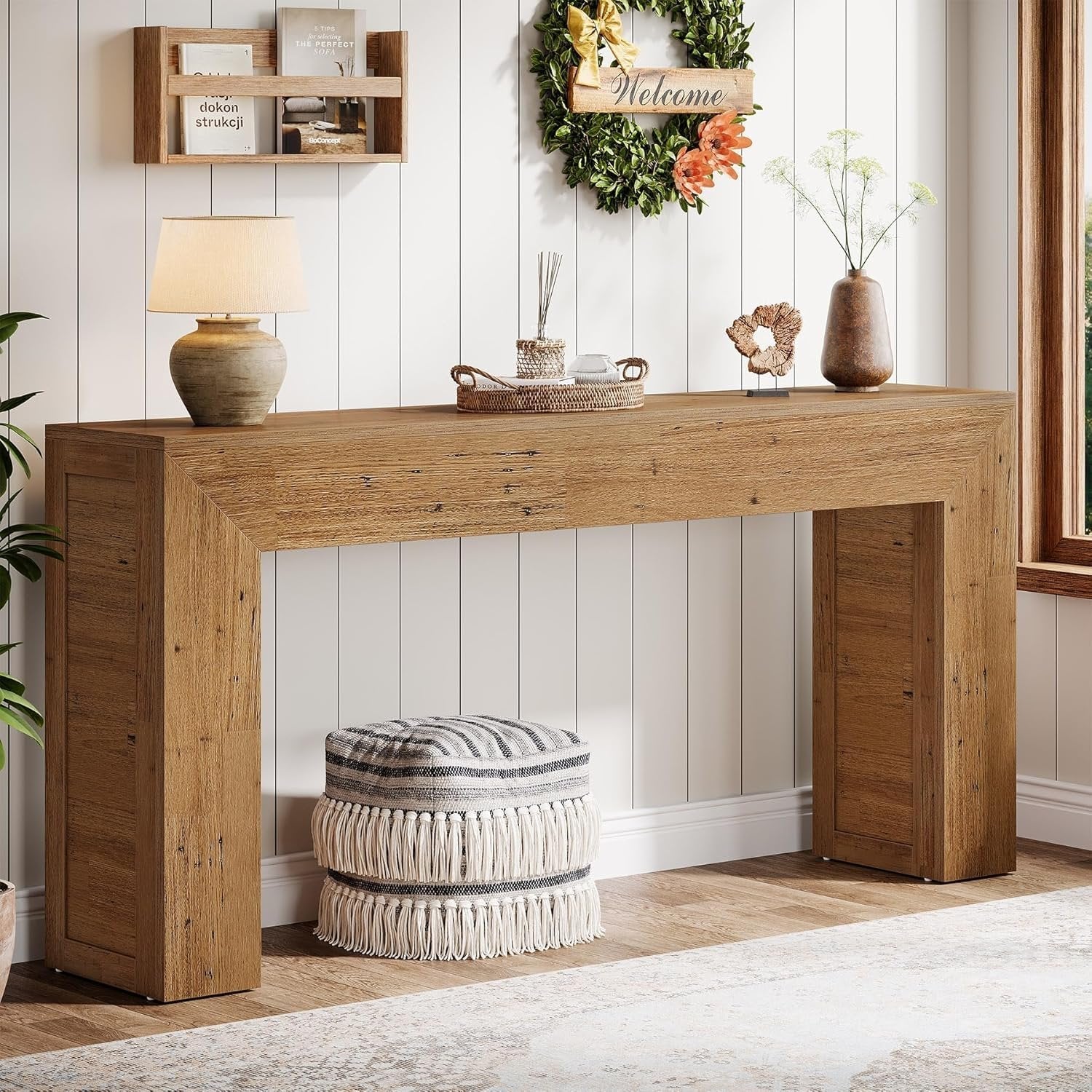 63" Console Table,Farmhouse Sofa Table Entry Table for Hallway