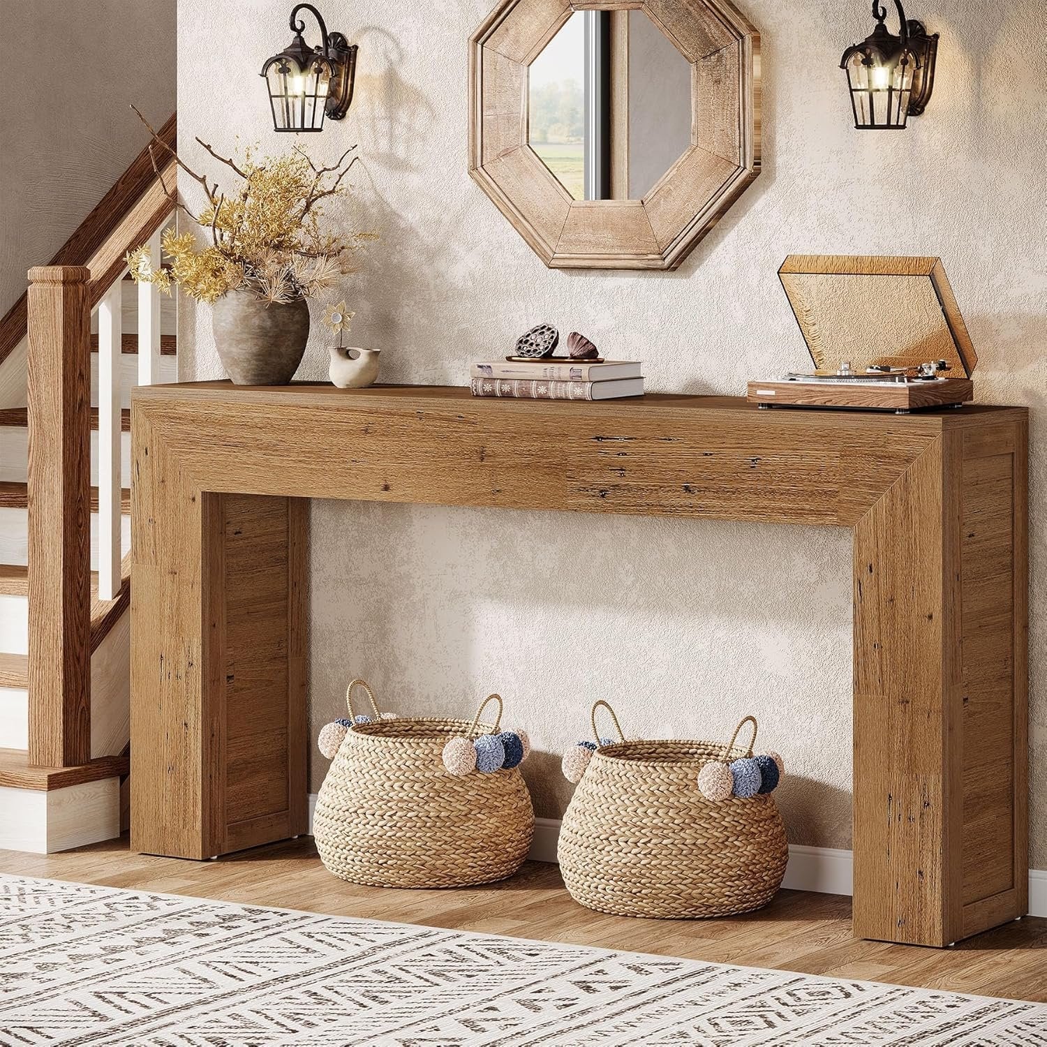 63" Console Table,Farmhouse Sofa Table Entry Table for Hallway