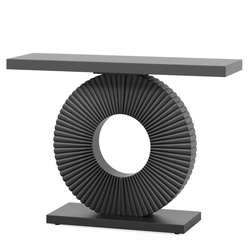 100 cm Smalle Consoletafel, Moderne Witte Tafel Met Geometrisch Onderstel Voor Entree Hal Of Woonkamer