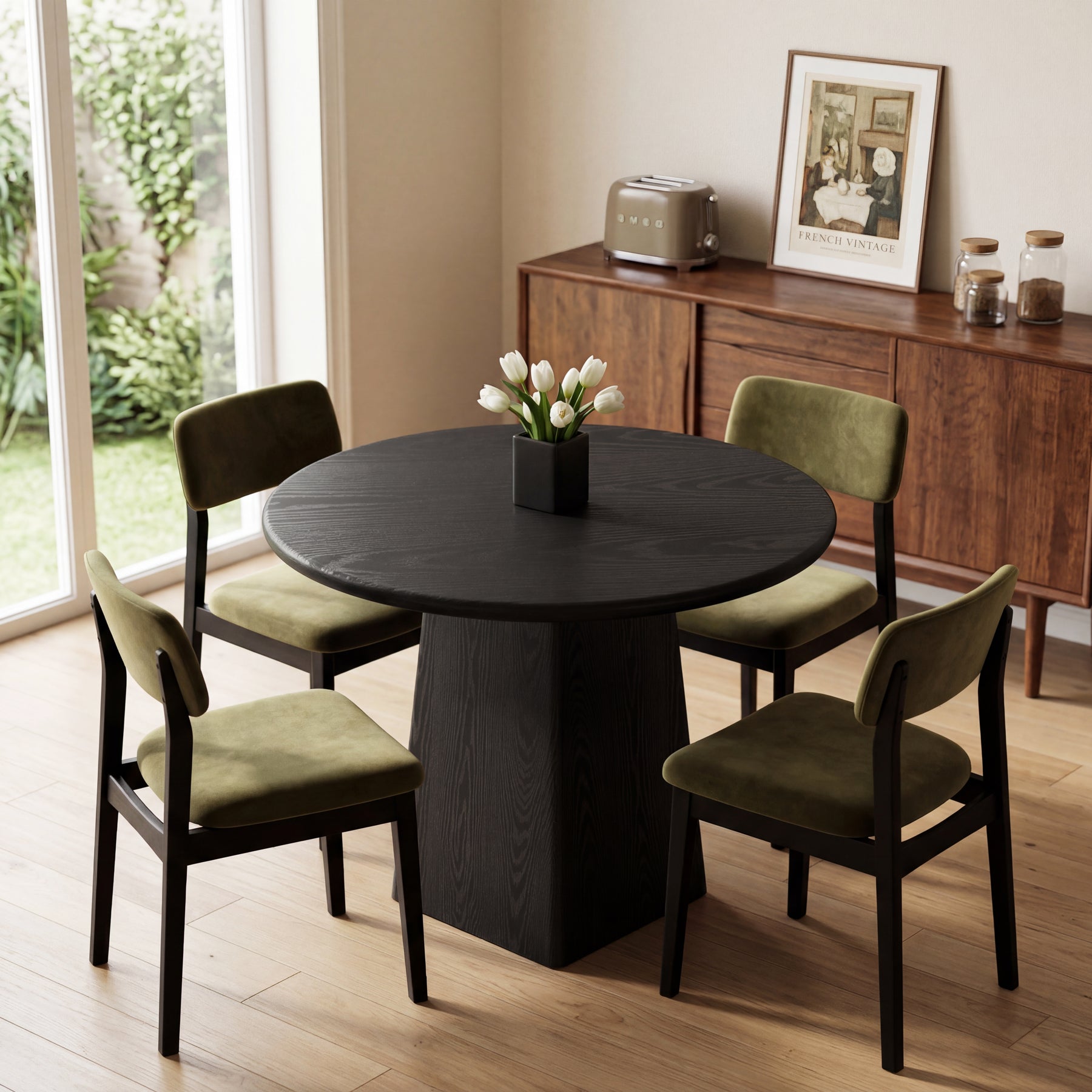 Tribesigns 80 cm Ronde Eettafel, Kleine Farmhouse Keukentafel voor 2-4 Personen