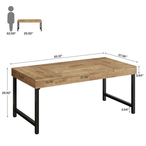 140 cm Tribesigns Eettafel, Industrieel Keukenblad met Metalen Poten voor 4-6 Personen