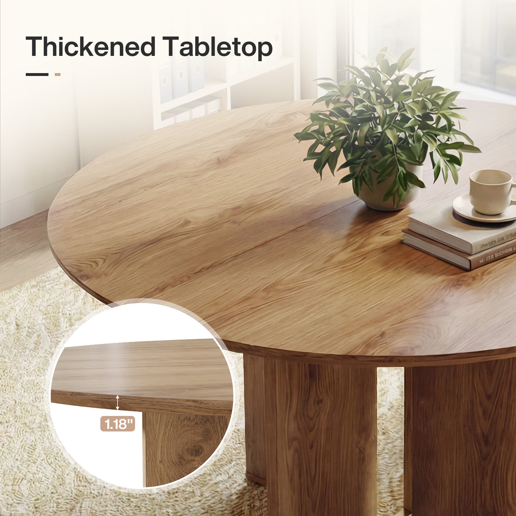Tribesigns 100 cm Ronde Vergadertafel, Kantoortafel met Opbergrek voor Vergaderruimte