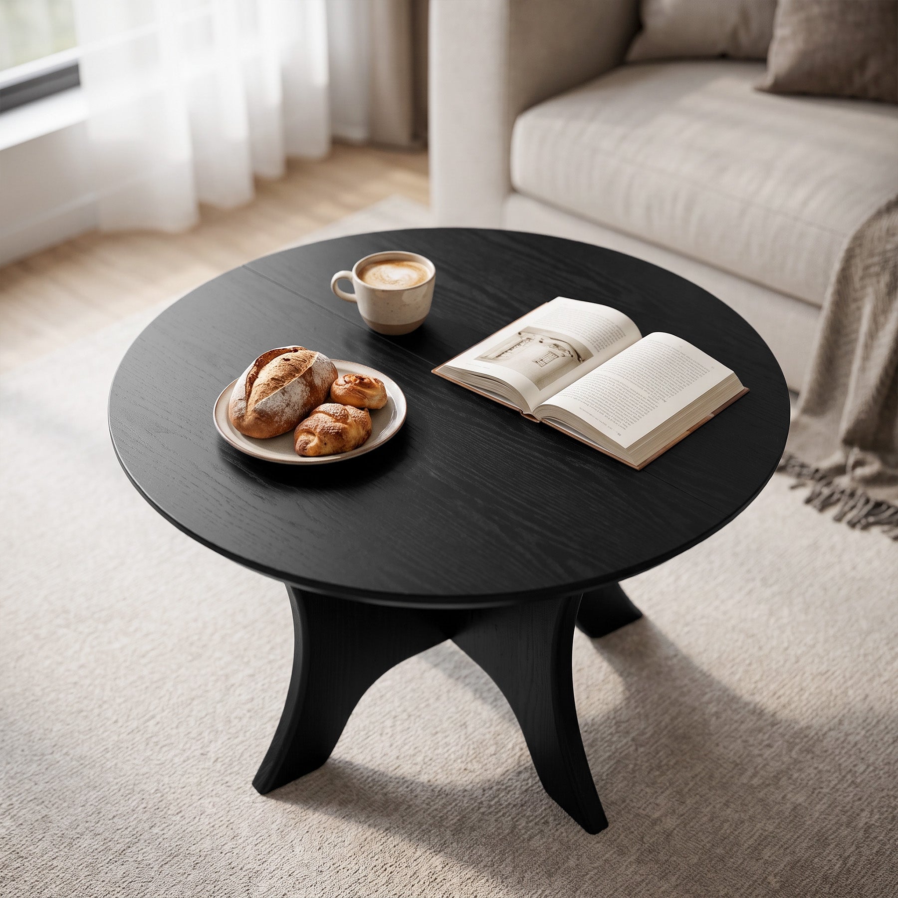 Tribesigns ronde salontafel 79 cm, moderne woonkamertafel met stabiel kruisonderstel