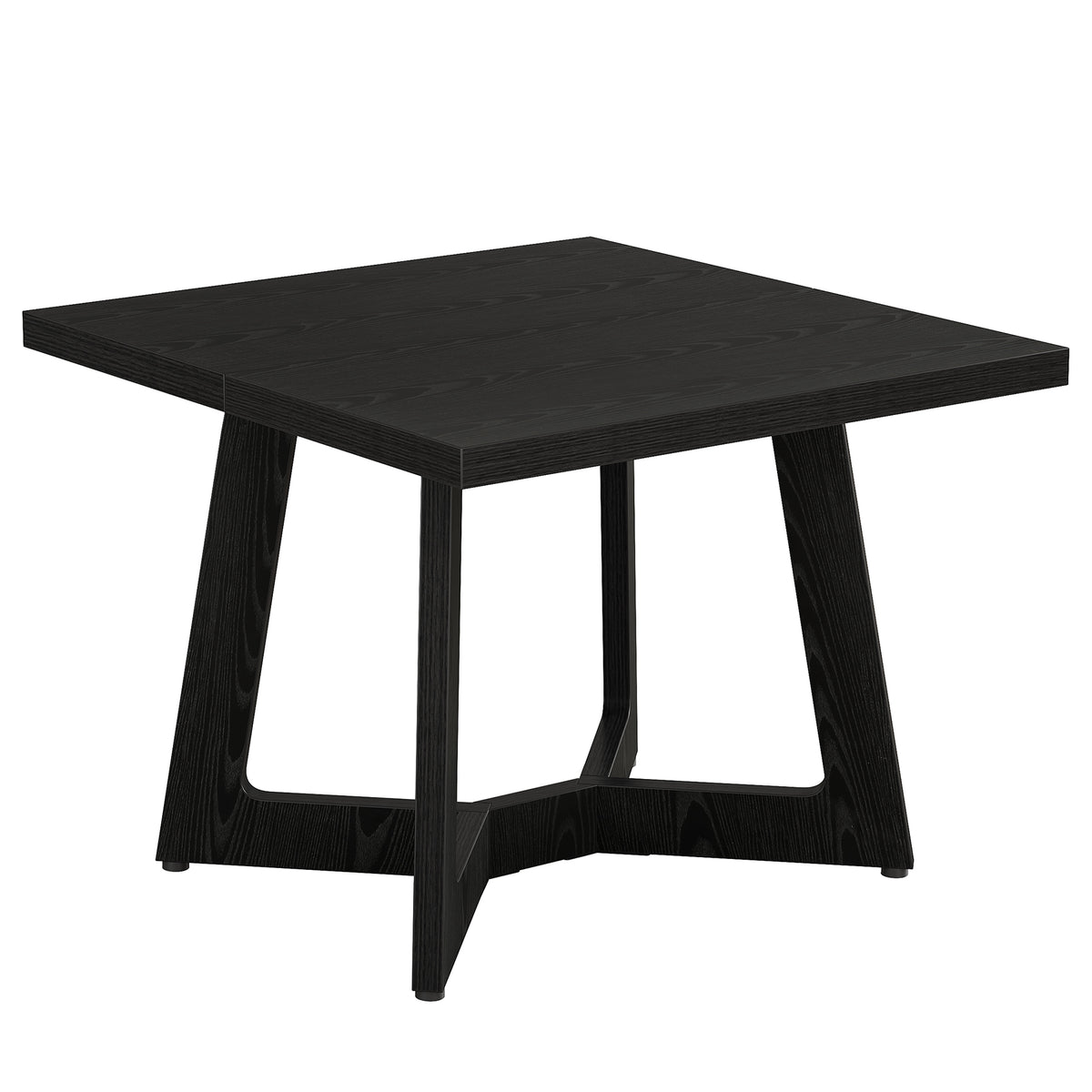 Tribesigns 100 cm vierkante eettafel voor 2-4 personen met zwarte afwerking en trapeziumpoten