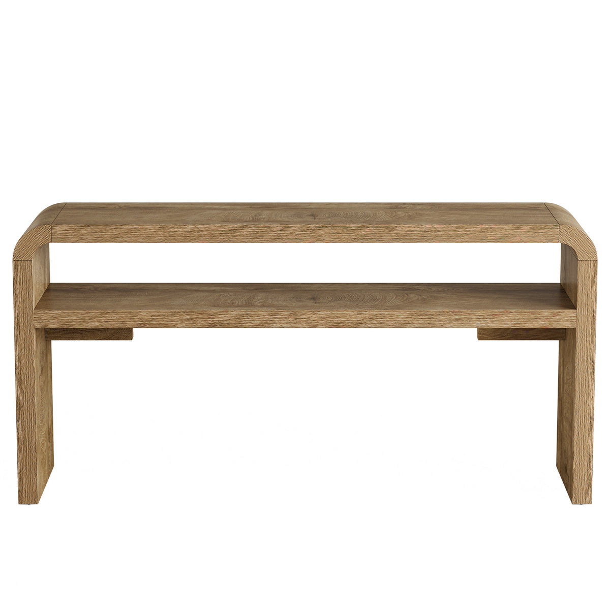160 cm smalle consoletafel met 2-laags open opbergrek en landelijke houtlook, haltafel voor woonkamer en entree