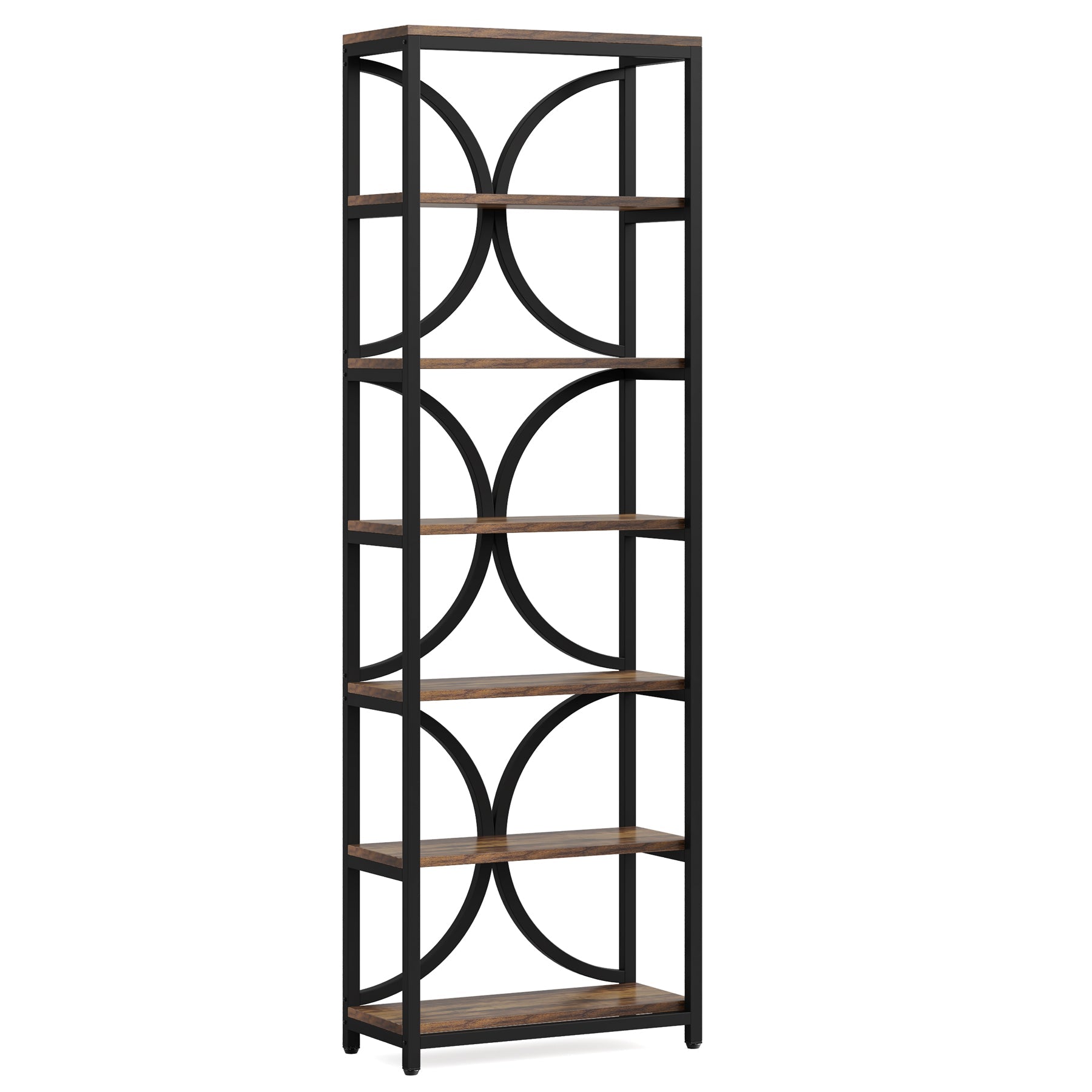 200 cm Hoge Boekenkast, Industriële Boekenplank met Zes Planken voor Woonkamer en Kantoor