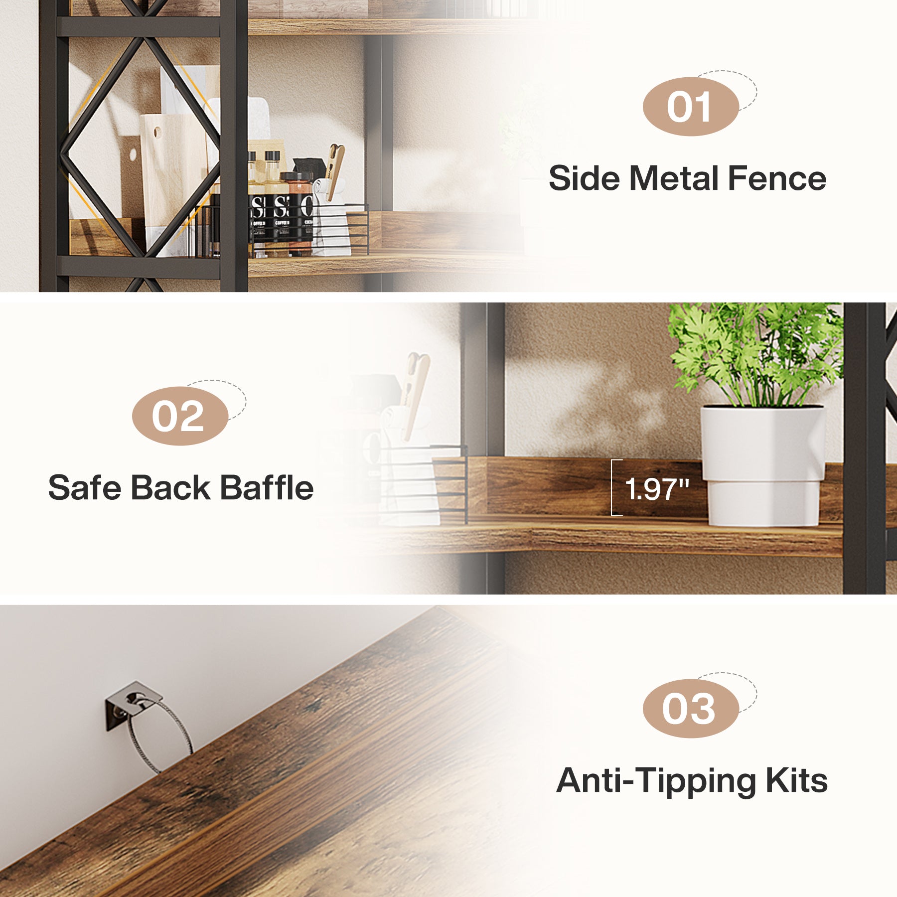 184 cm Hoge Hoekboekenkast, 6-Laags L-Vormige Boekenkast met Opbergruimte voor Woonkamer