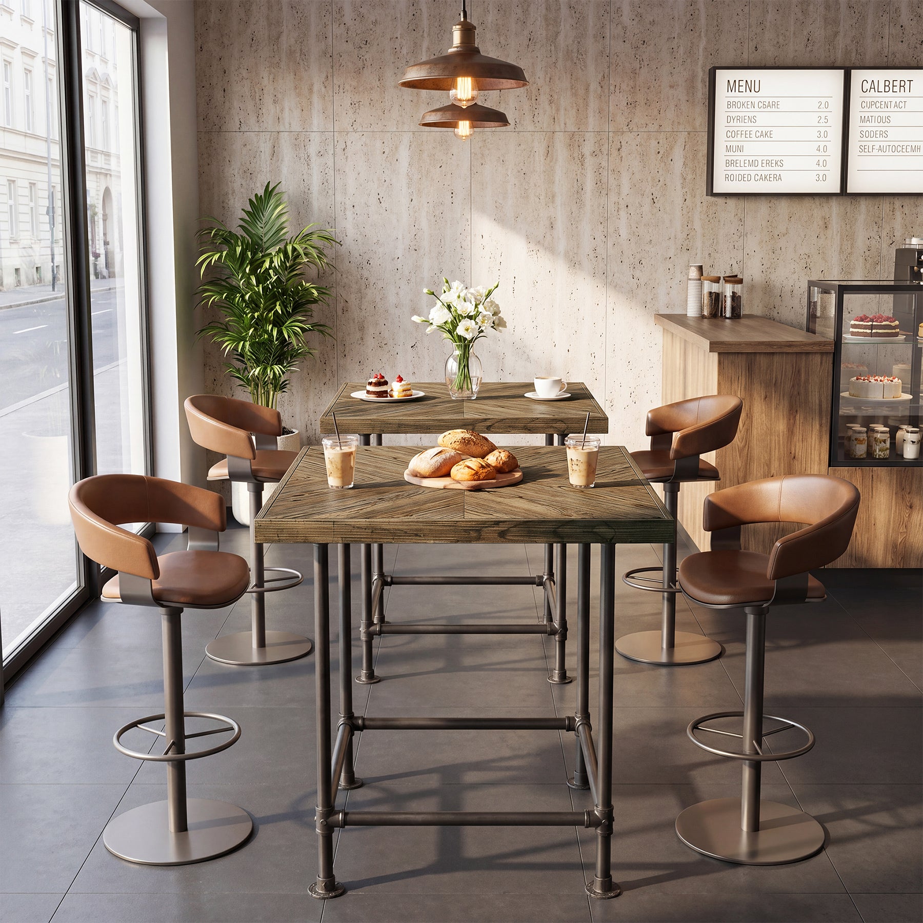 Tribesigns 90 cm hoge bartafel, industriële pubtafel met massief houten blad