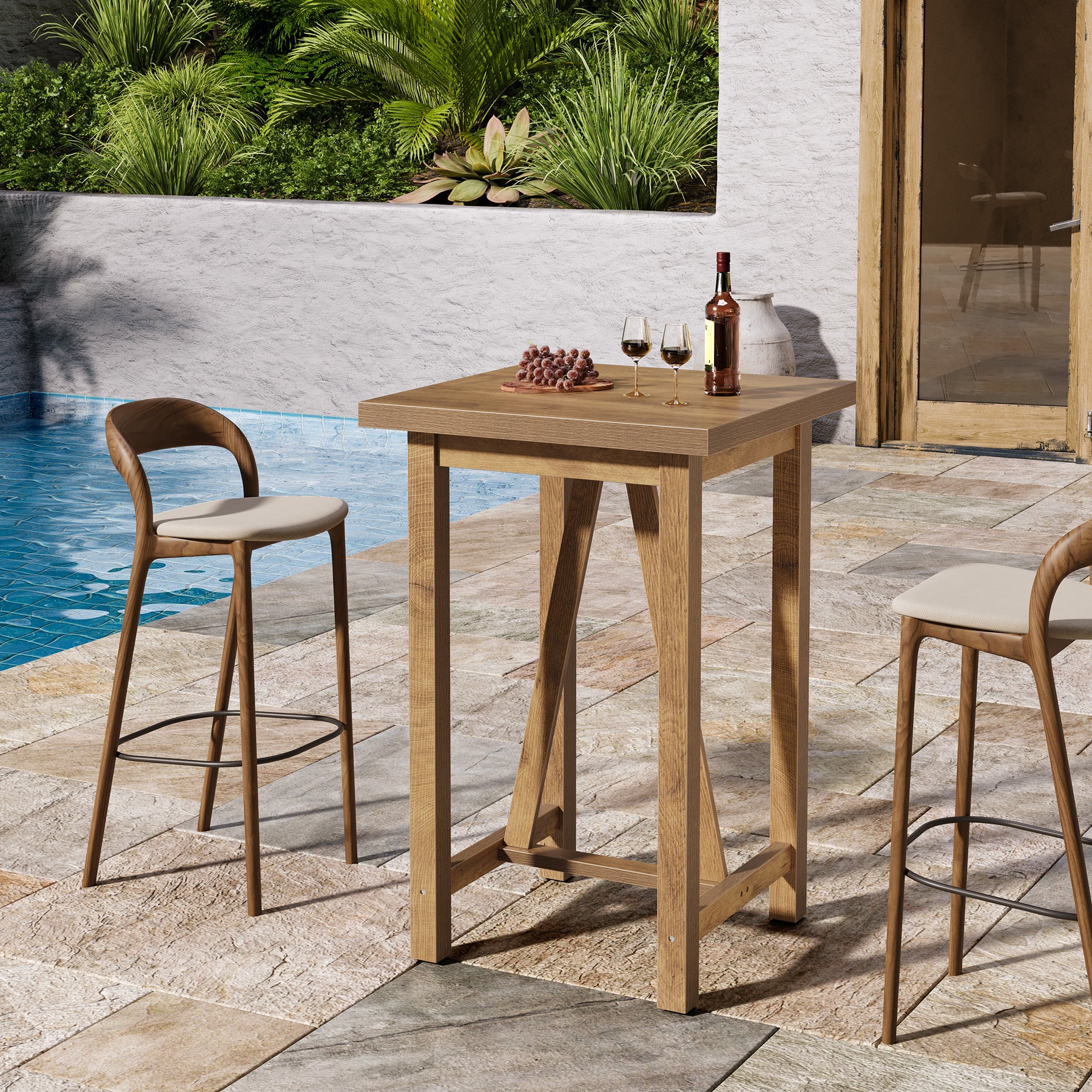 100 cm Tribesigns Bartafel Vierkant, Landelijke Hoge Bistrotafel voor Keuken en Woonkamer