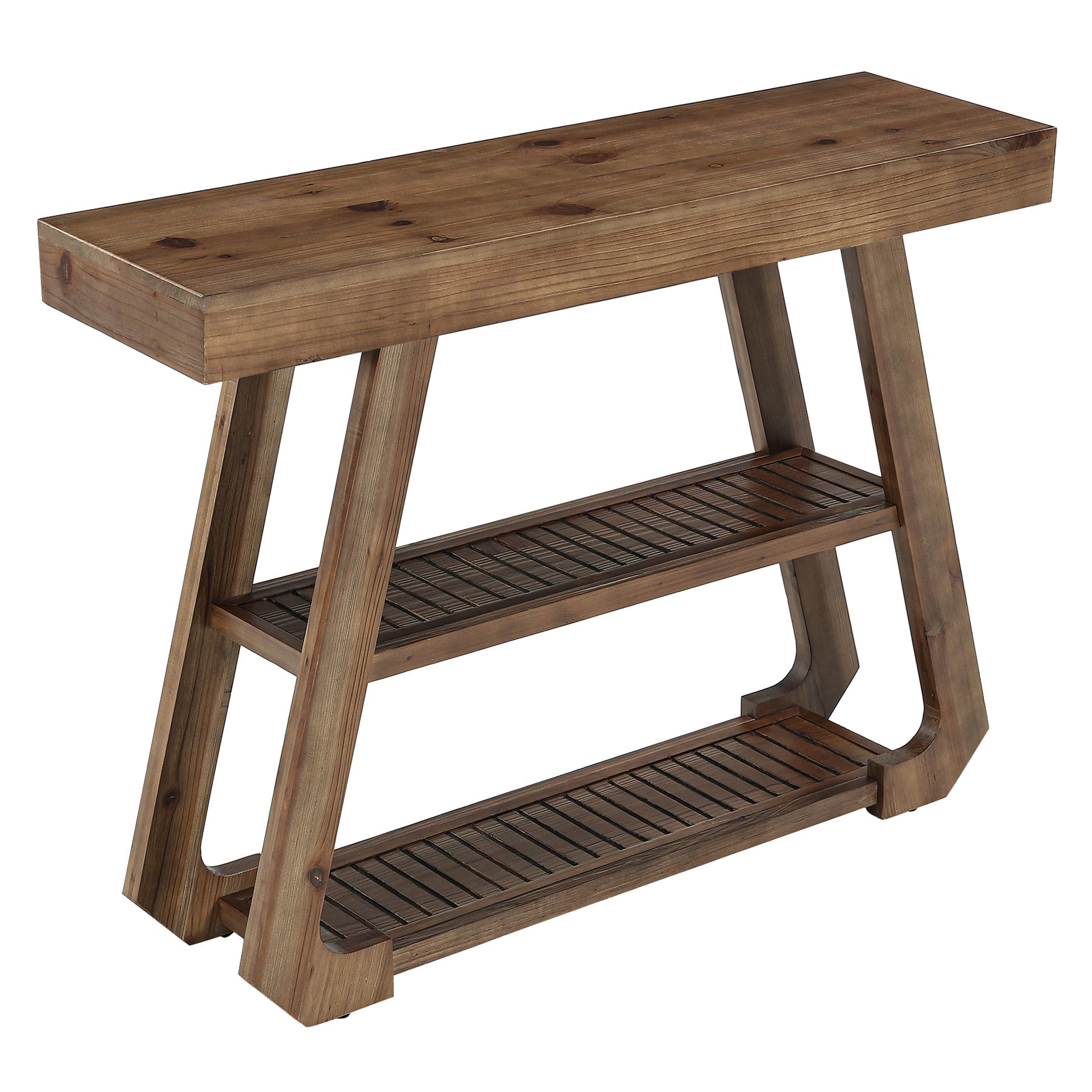 Tribesigns massief houten consoletafel van 105 cm met 3 legplanken, landelijke haltafel met A-frame
