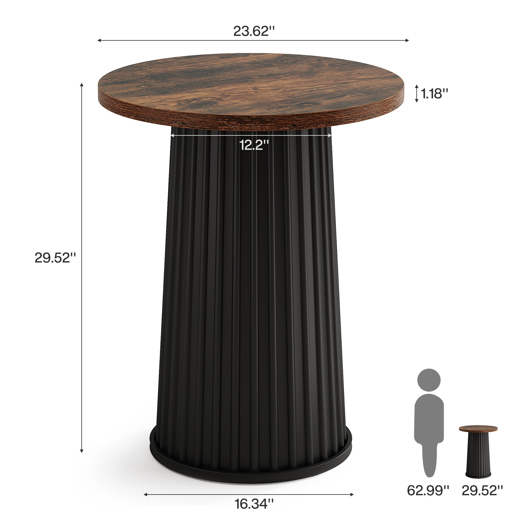 60 cm Ronde Eettafel, Moderne Keukentafel Met Metalen Voet Voor Kleine Ruimtes