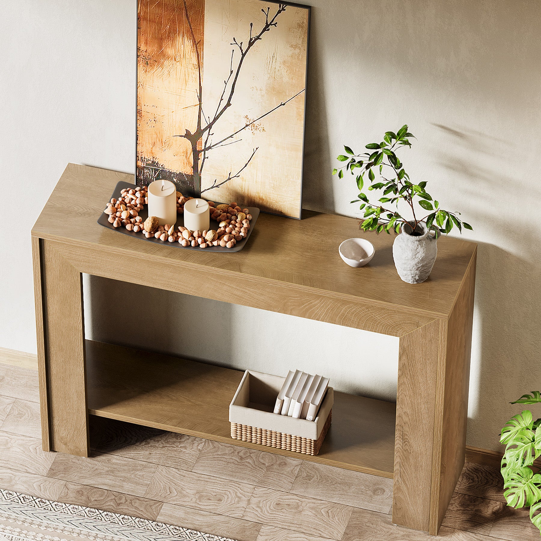 105 x 30 x 80 cm Tribesigns smalle consoletafel met open opbergruimte, haltafel voor entree en woonkamer