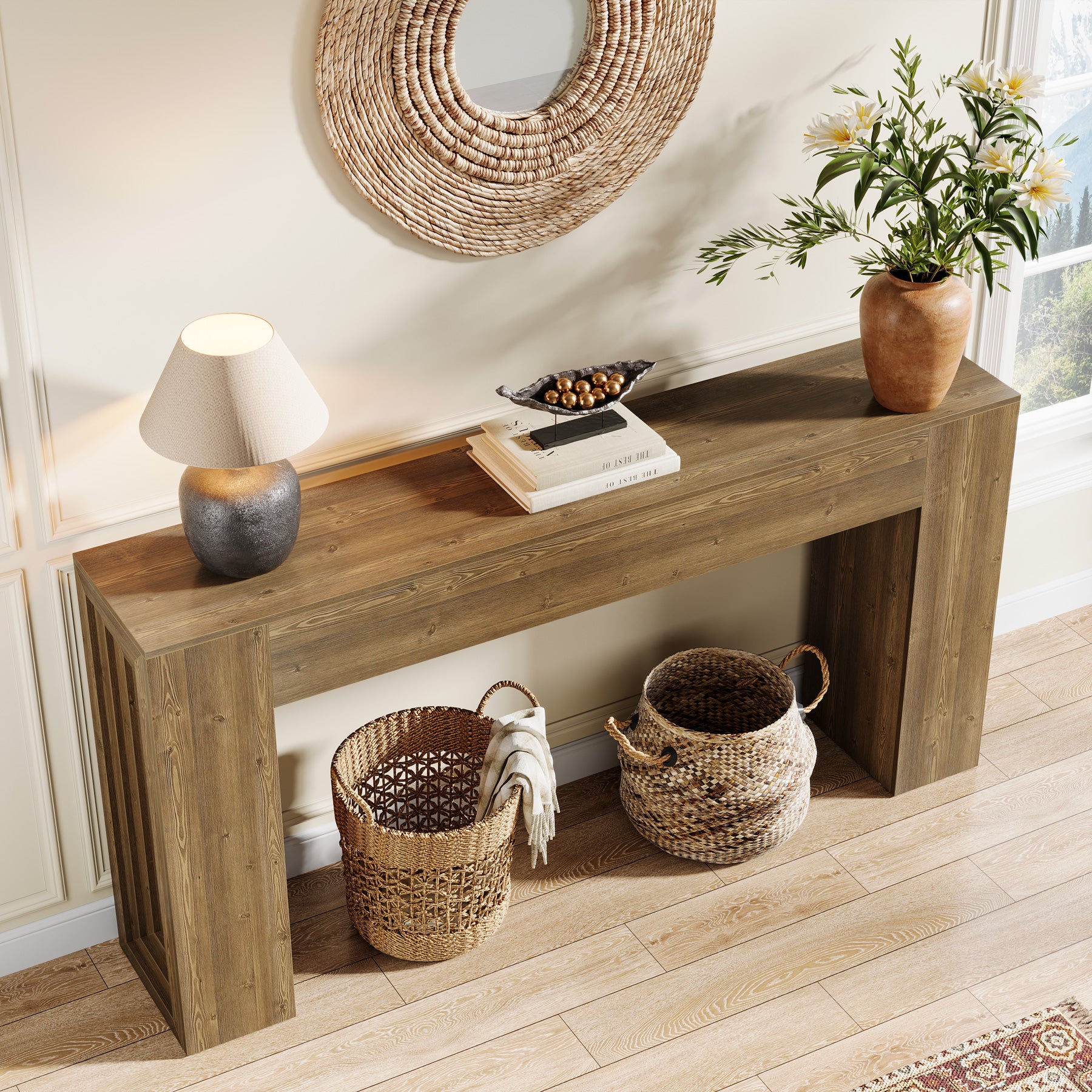 160 cm Lange Consoletafel, Smalle Salontafel voor Hal en Woonkamer