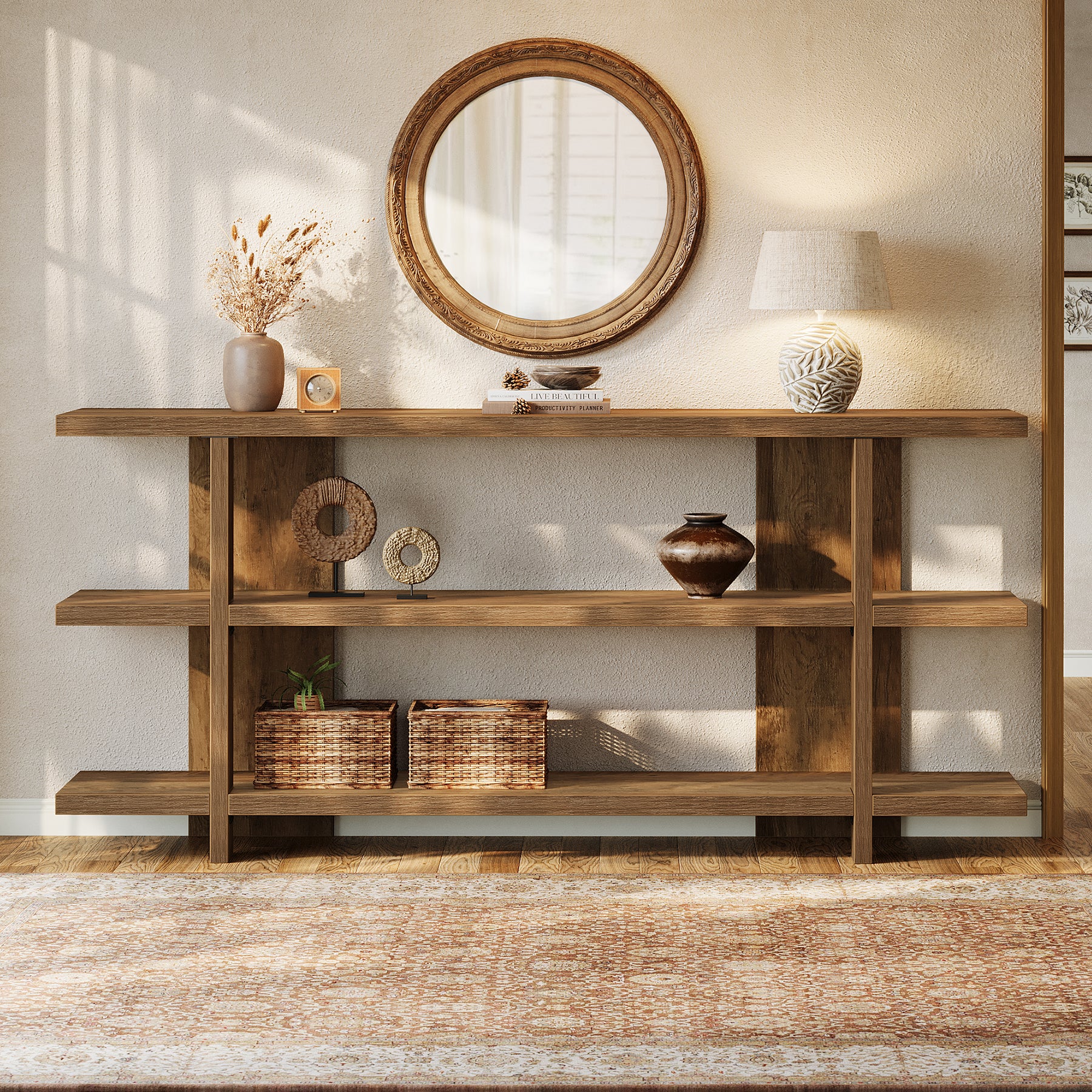 Tribesigns Consoletafel 160 cm met 3-laags Opbergruimte