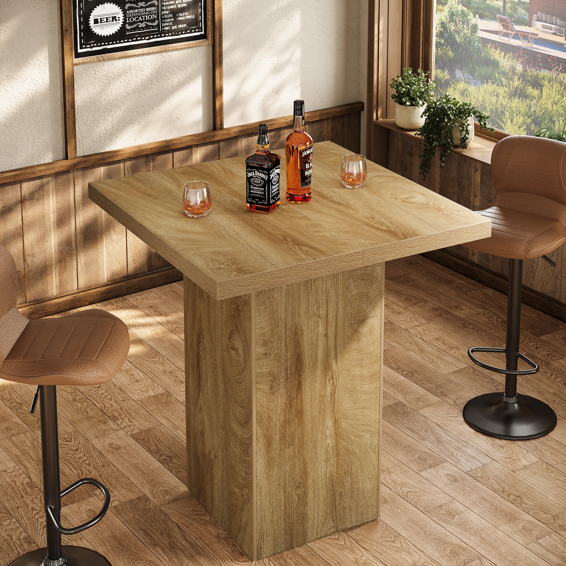 Tribesigns Bartafel 100 cm hoog, industriële bistrotafel voor keukenhoek, huisbar