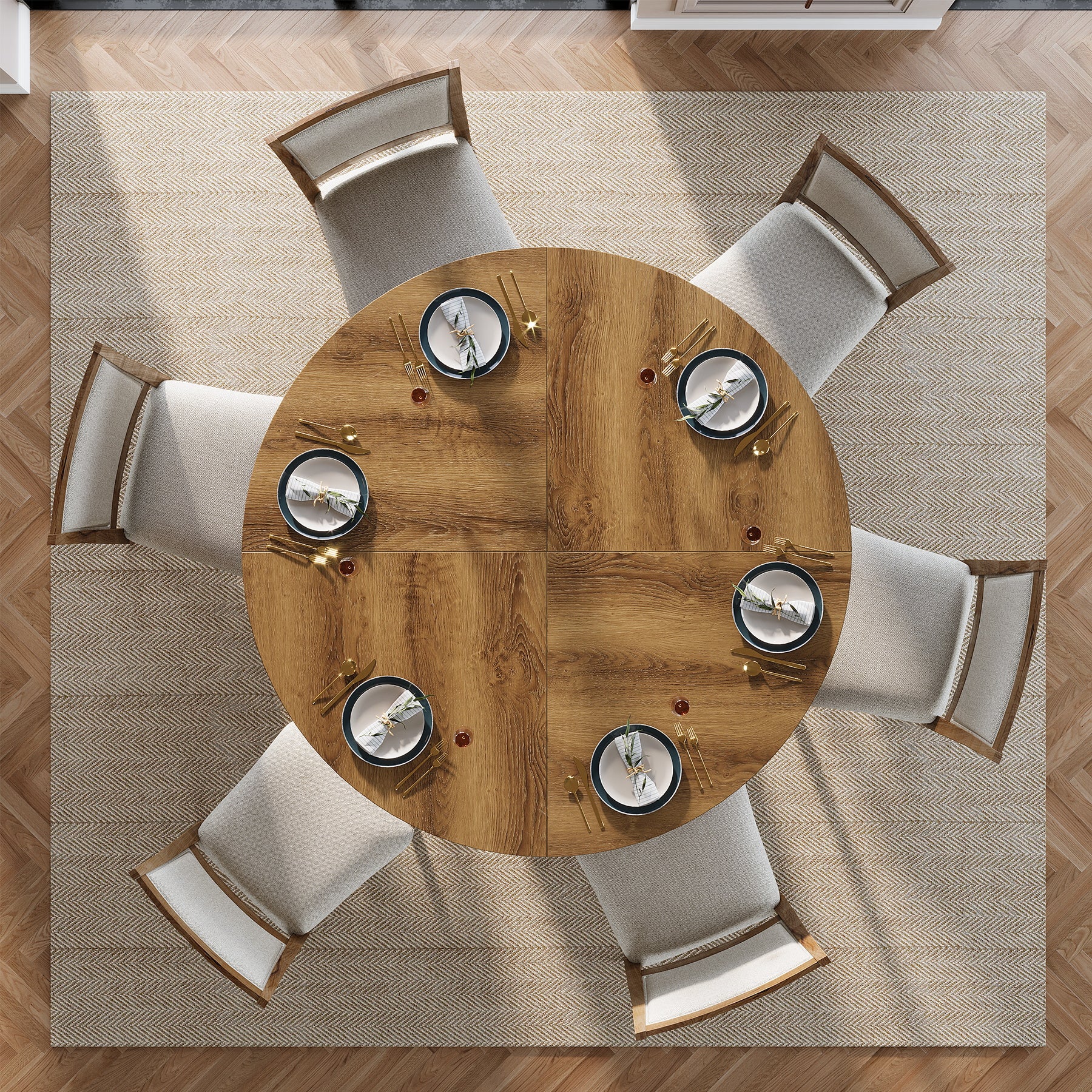 Tribesigns 119 cm Ronde Eettafel voor 4-6 Personen