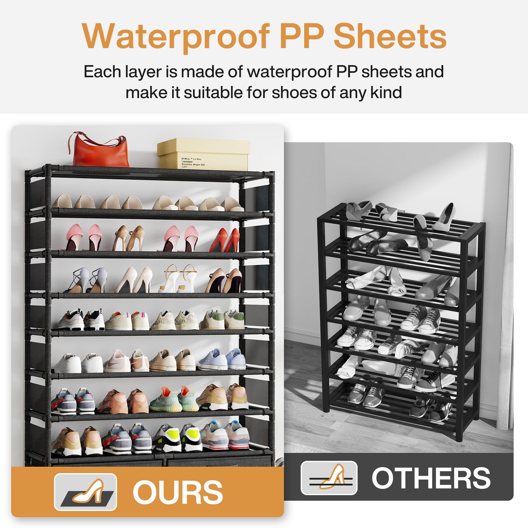 Tribesigns 10-Tier Schoenenrek met 4 Lades, Staand Organisator voor 32 Paar Schoenen