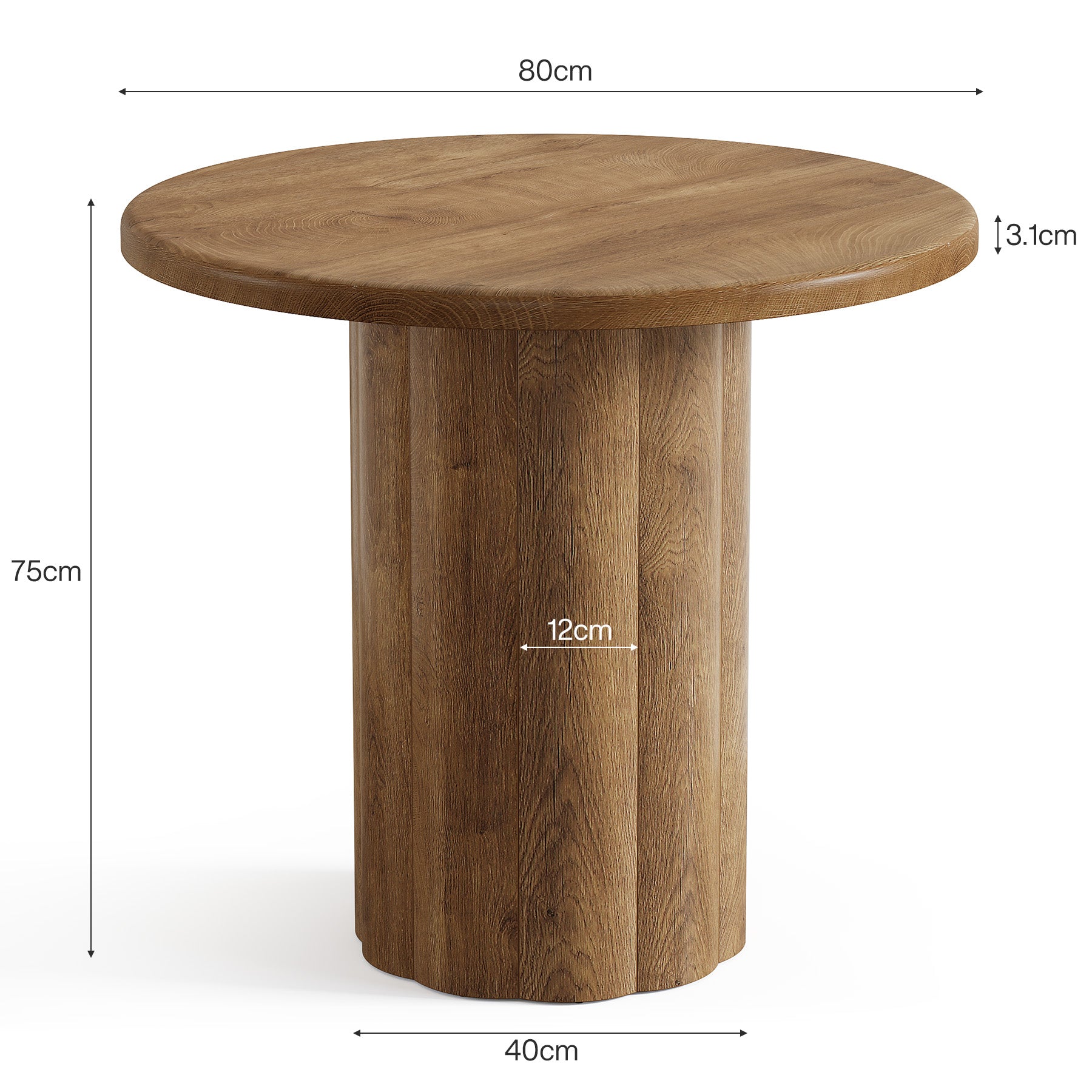 80 cm Ronde Conferentietafel voor 4 Personen, Stevige Basis voor Overlegruimte en Ontvangstbalie