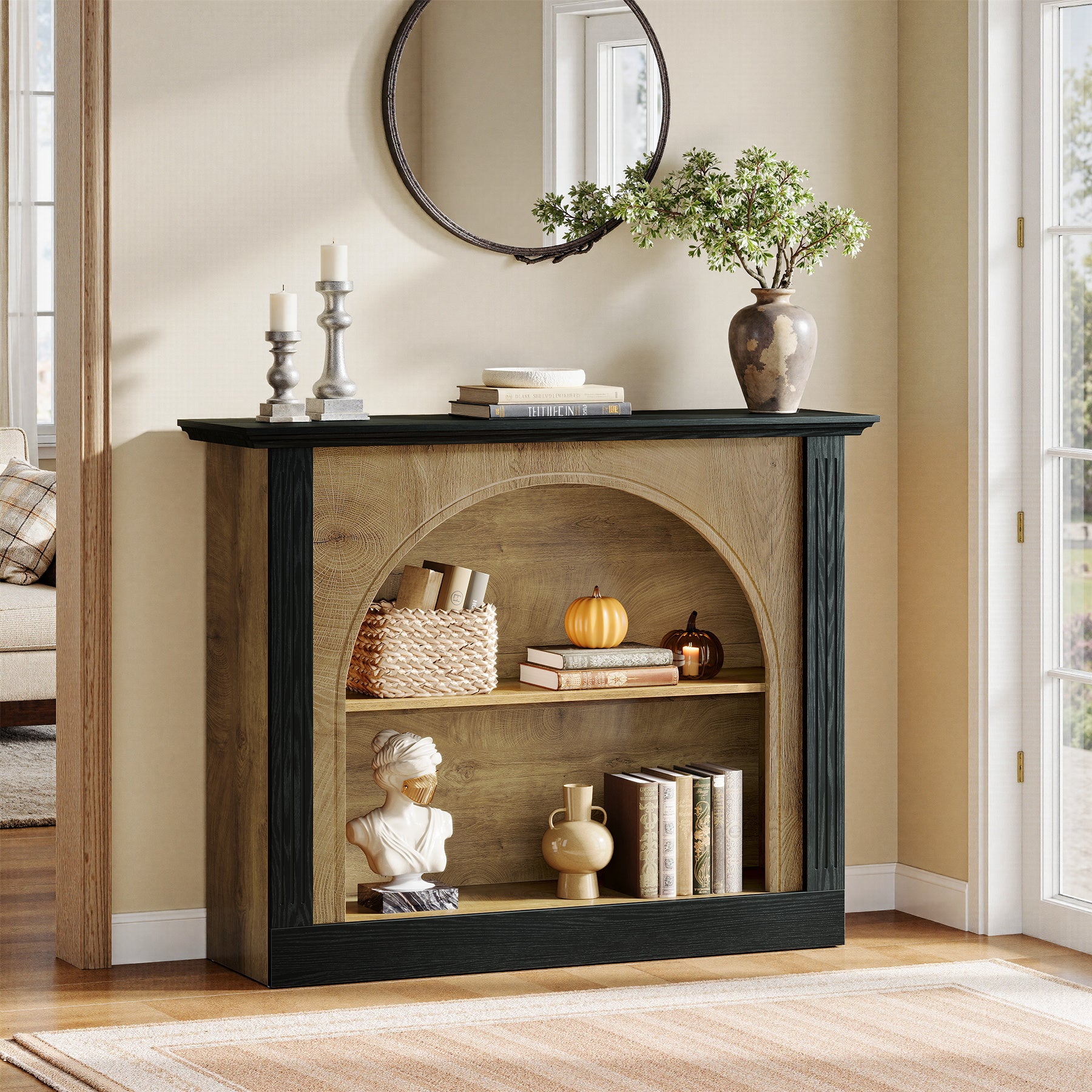 110 cm 3-Laags Consoletafel, Banktafel voor Hal met Opbergruimte