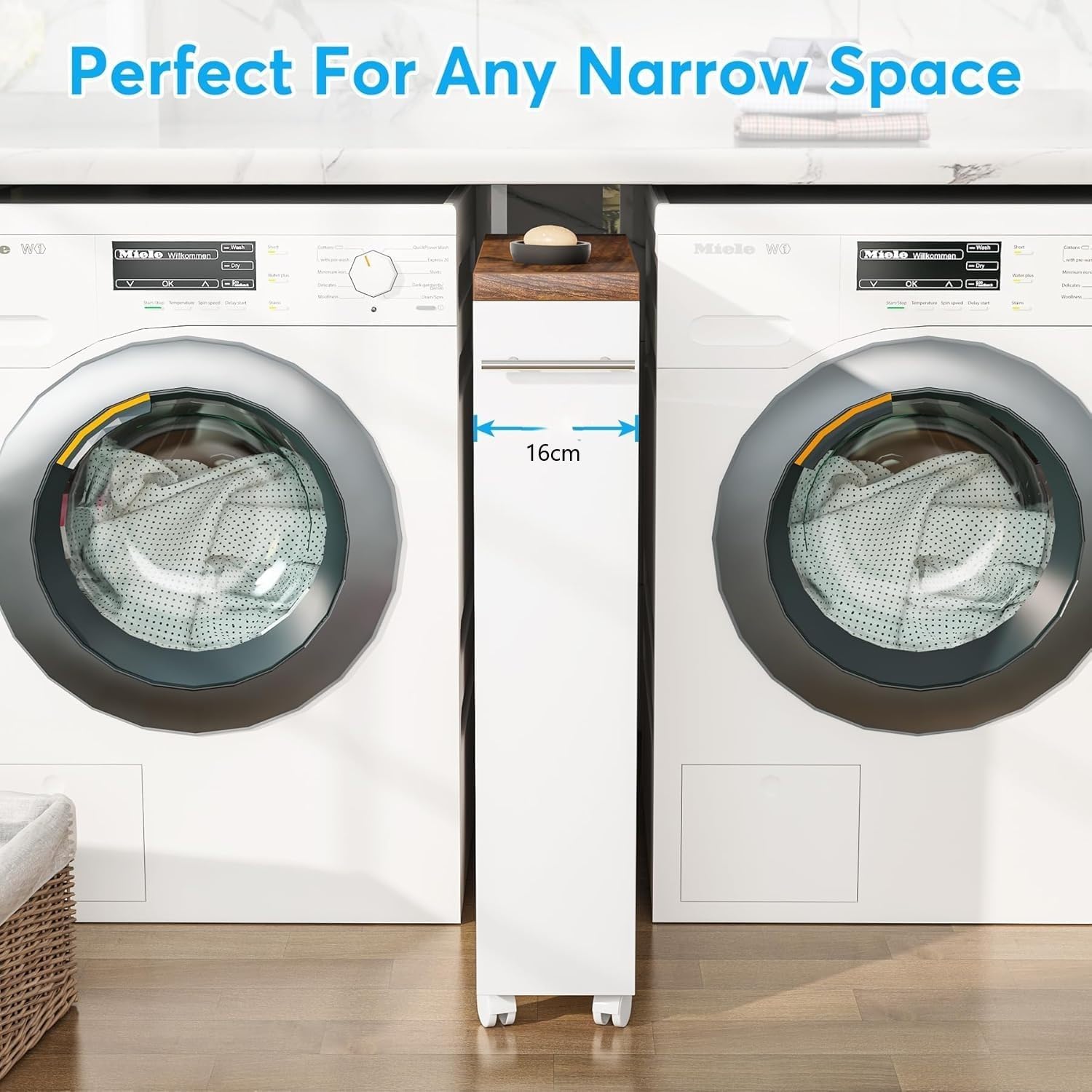 Slanke Opbergwagen van 4 Verdiepingen, Uittrekbare Keukentrolley op Wielen voor Kleine Ruimtes