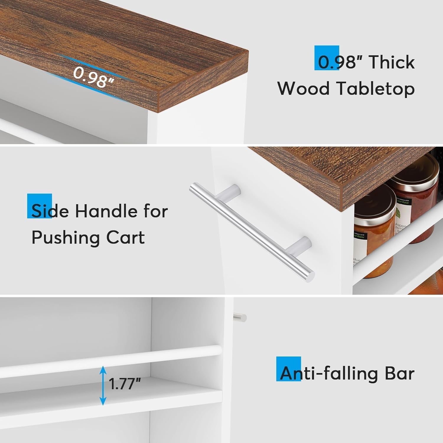 Slanke Opbergwagen van 4 Verdiepingen, Uittrekbare Keukentrolley op Wielen voor Kleine Ruimtes