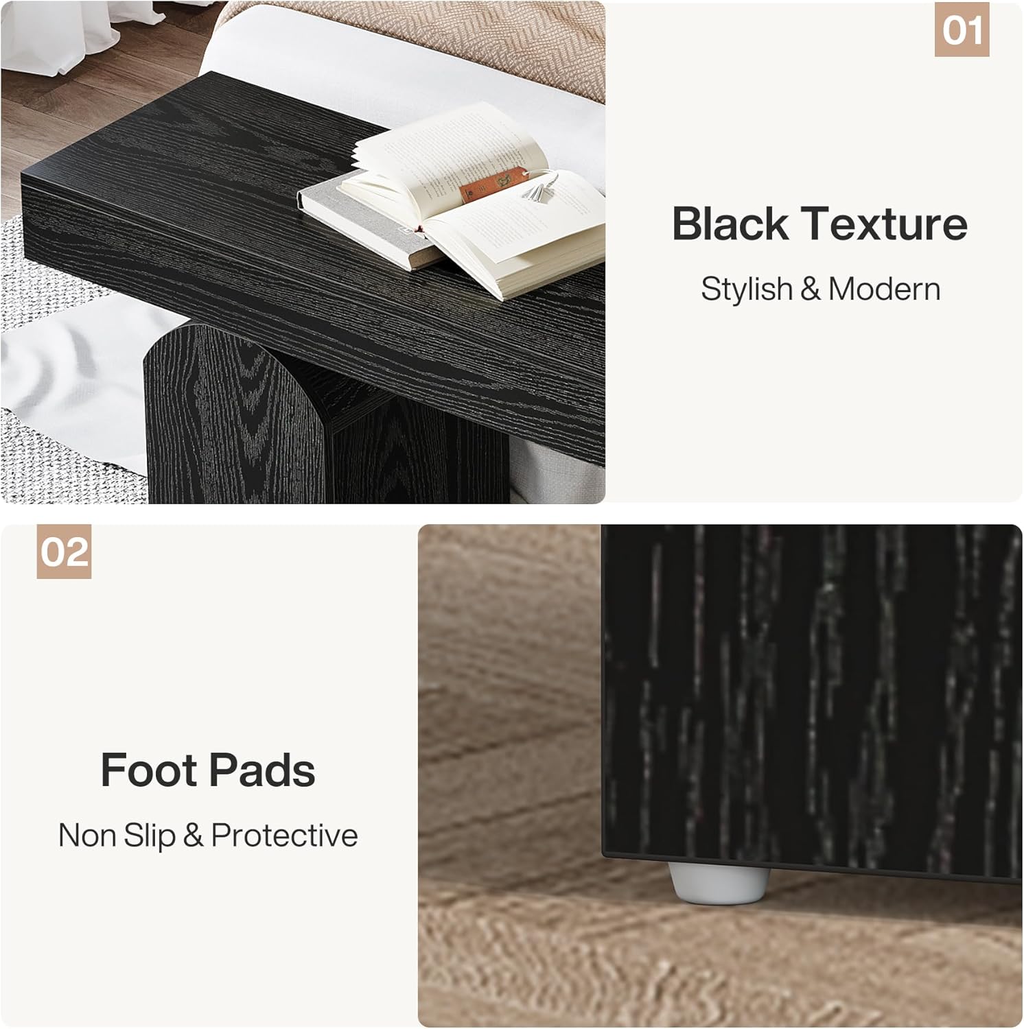 Slaapkamerbank van 150 cm in Zwart, Moderne Venster- en Halbank voor Woonkamer en Entree