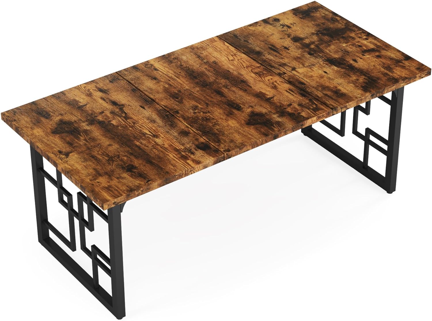 Industriële Eettafel voor Zes Personen, 160 cm Rechthoekige Tafel in Bruin en Zwart