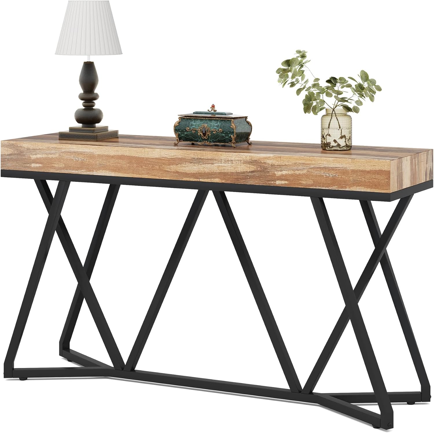 160 cm Metalen Console, Moderne Banktafel voor Entree en Woonkamer