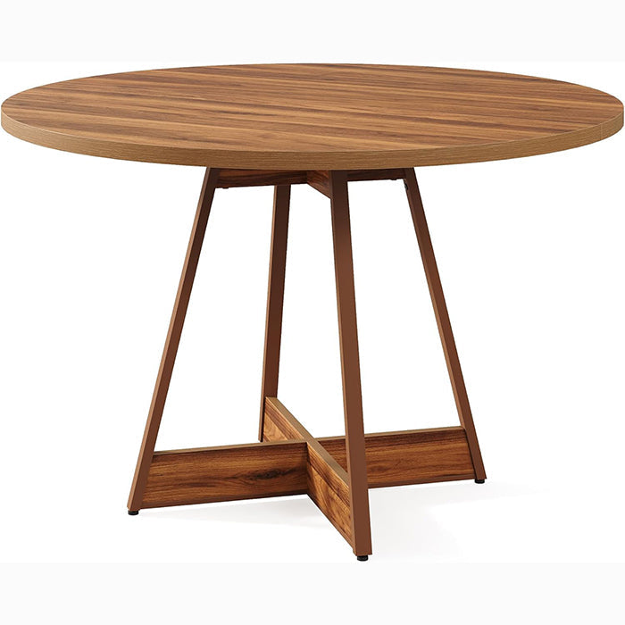 100 cm Ronde Eettafel voor 2-4 Personen, Landelijke Keukentafel met Pedestal