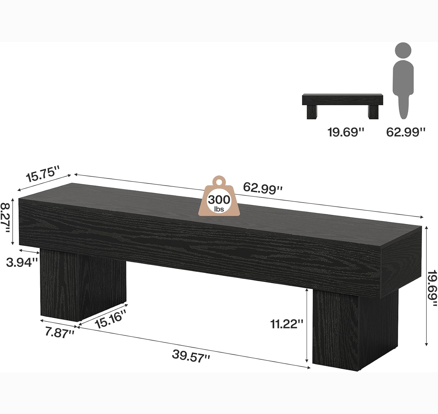 Tribesigns 160 cm Extra Lange Slaapkamerbank, Houten Farmhouse Bank voor Slaapkamer