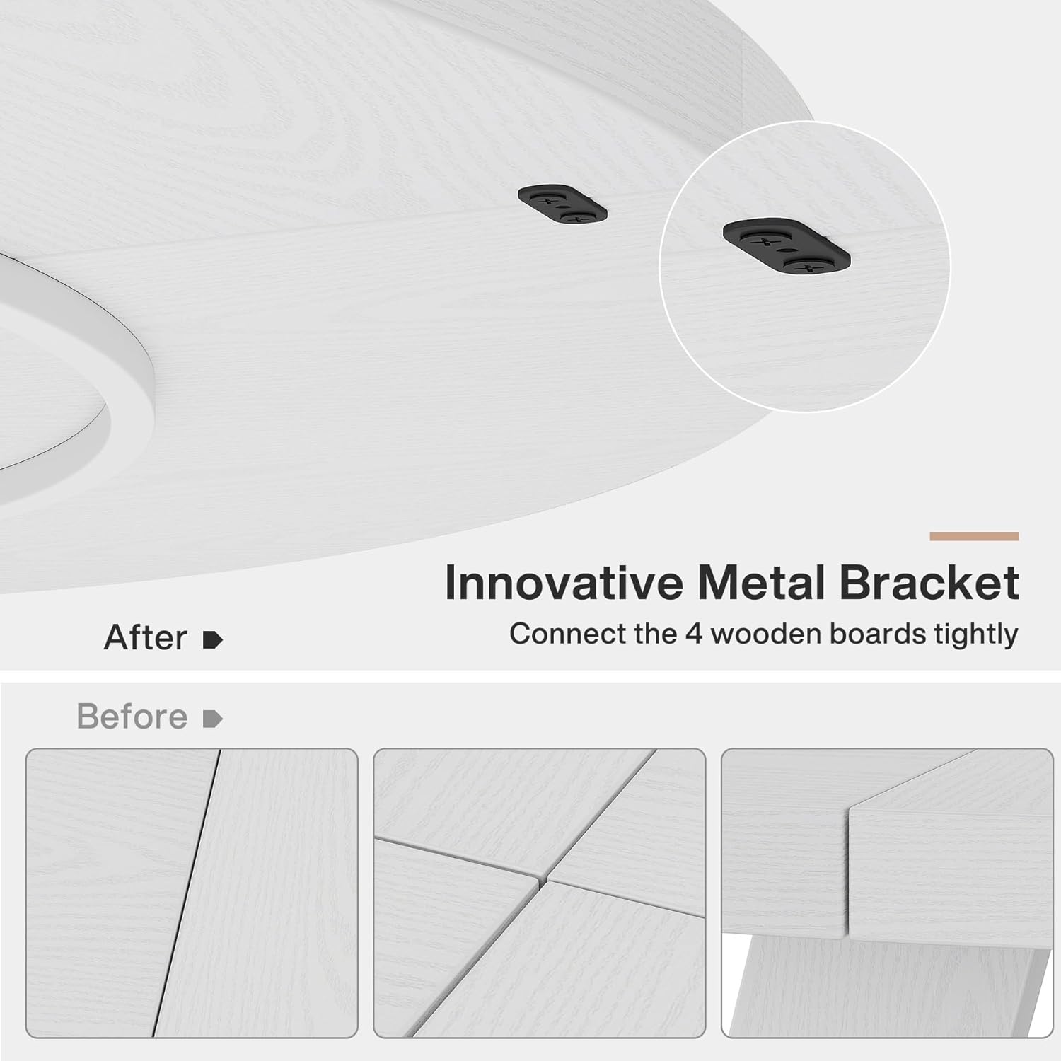 120 cm Ronde Boeren Eettafel, Bruin Houten Tafelblad voor 4 Personen in Keuken of Woonkamer