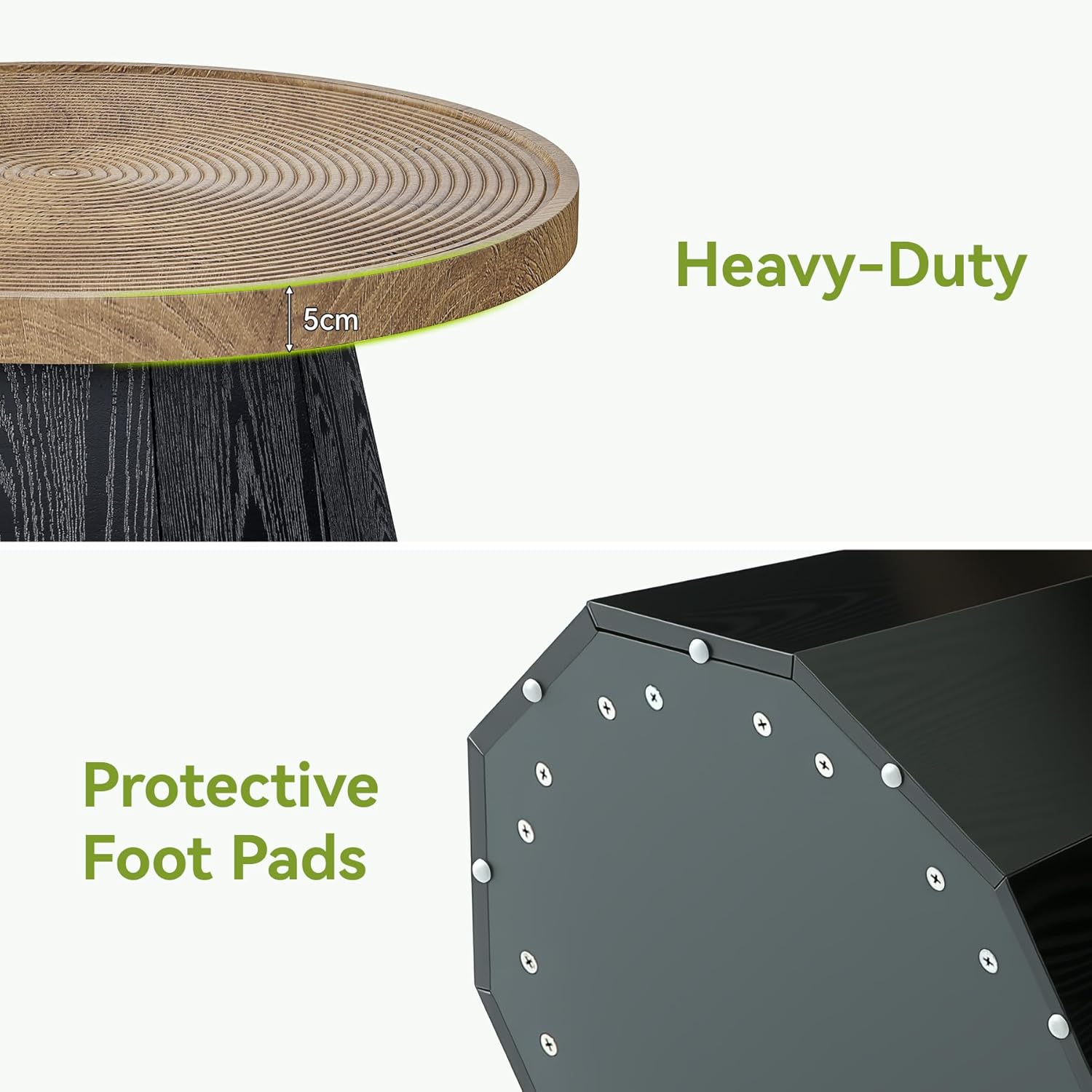 80 cm Ronde Salontafel Landelijke Stijl, Moderne Theetafel voor Woonkamer en Kantoor in Bruin