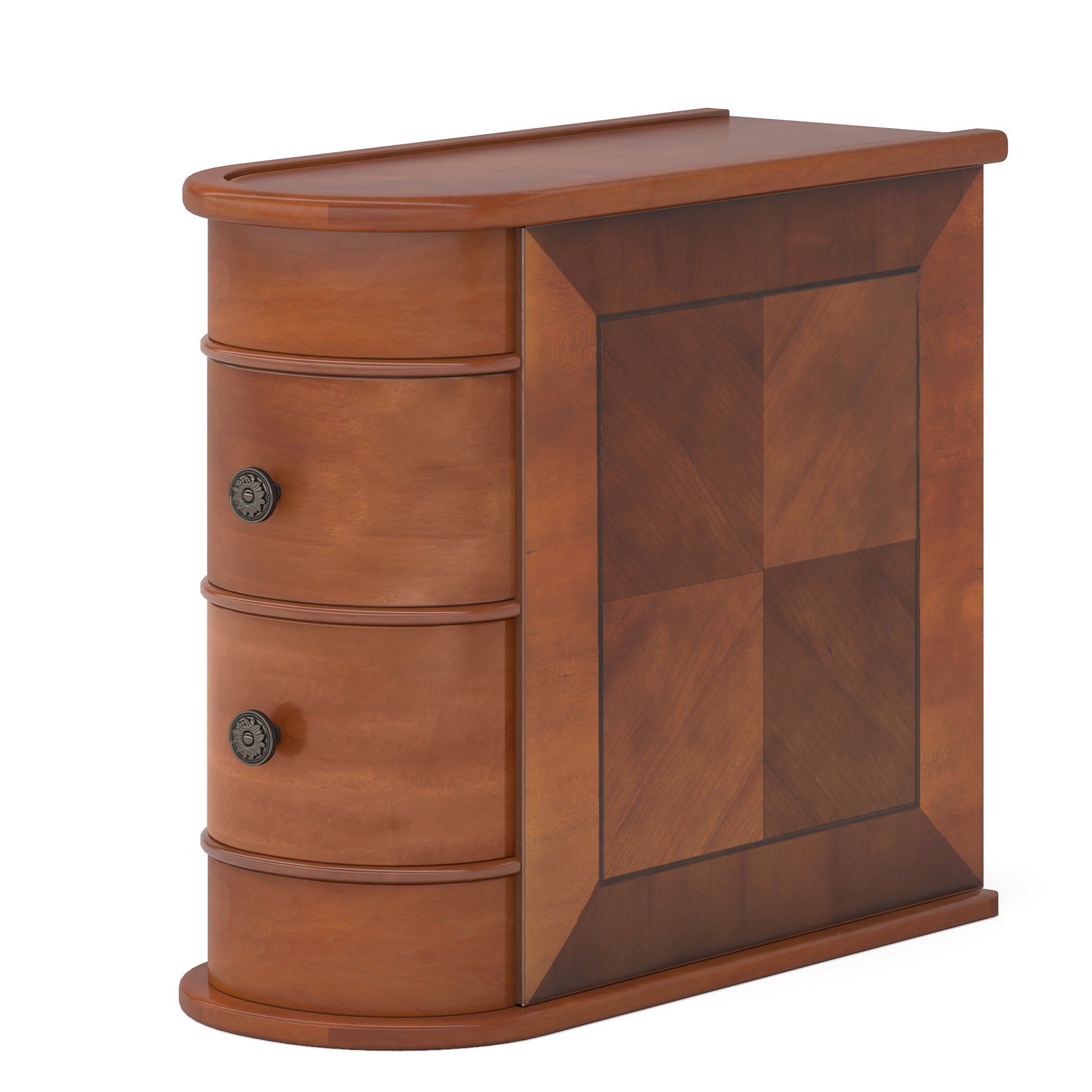 60 cm Bijzettafel met Twee Lades, Vintage Nachtkastje zonder Montage voor Woonkamer