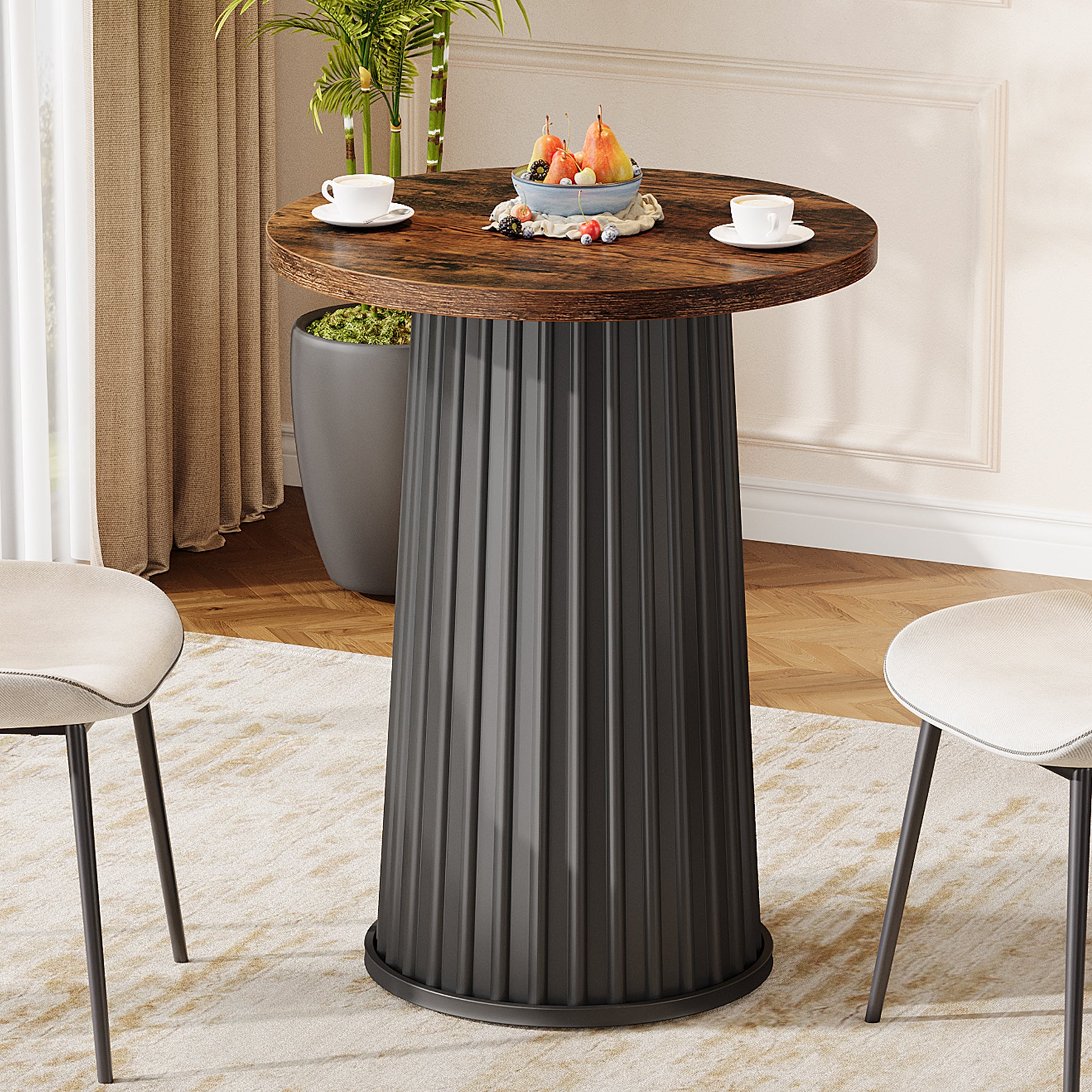 60 cm Ronde Eettafel, Moderne Keukentafel Met Metalen Voet Voor Kleine Ruimtes