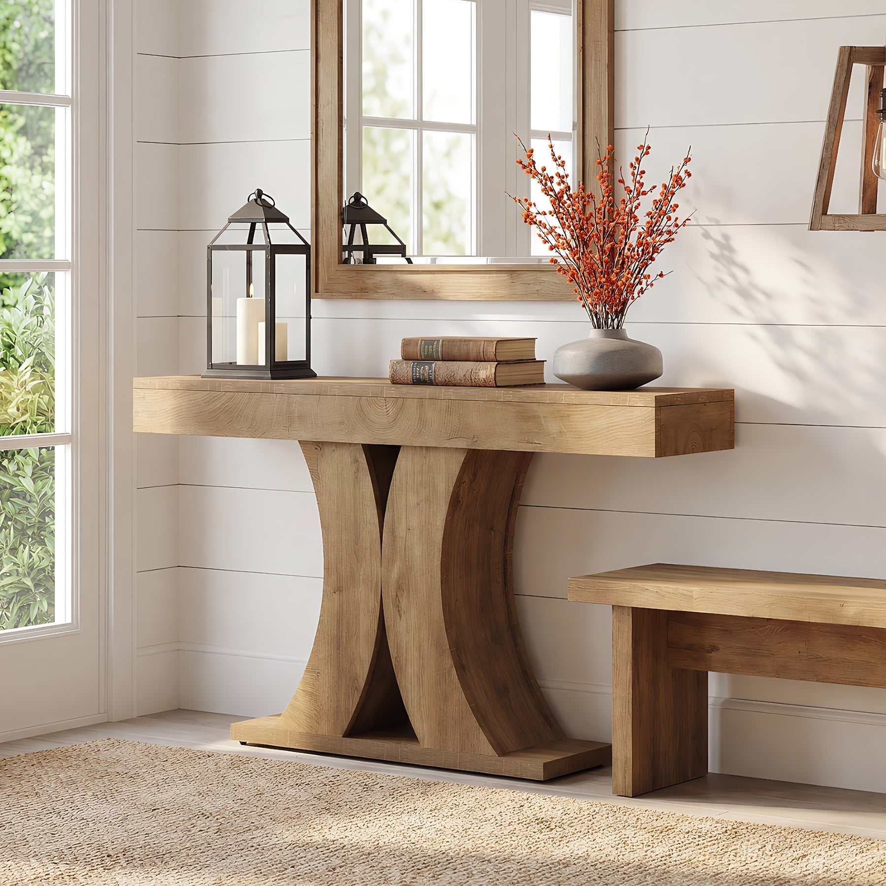 Tribesigns 150 cm Consoletafel, Smalle Houten Haltafel voor Woonkamer