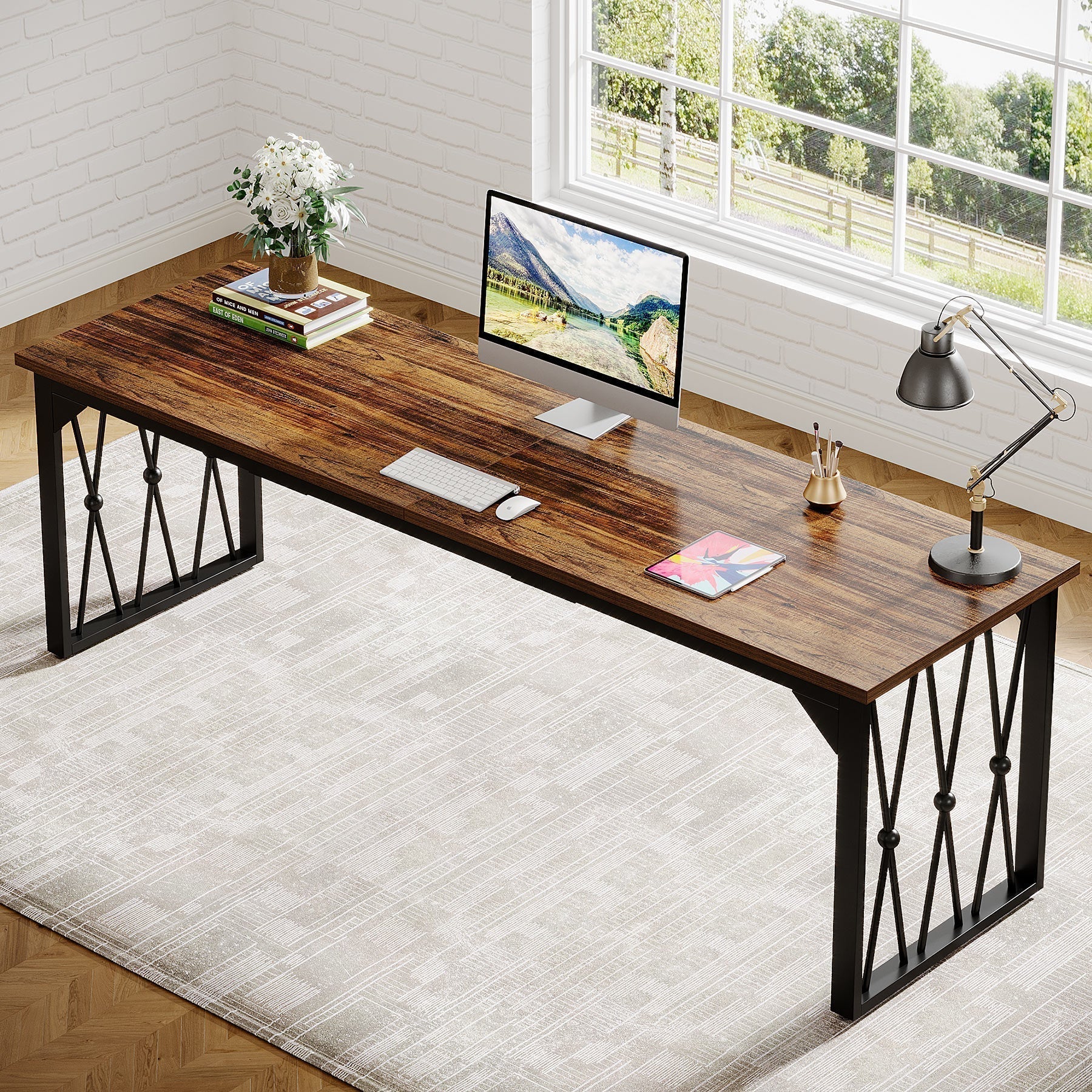 Zwart-Bruine Conferentietafel 200 cm, Stijlvol Rectangular Ontwerp voor Kantoorruimte