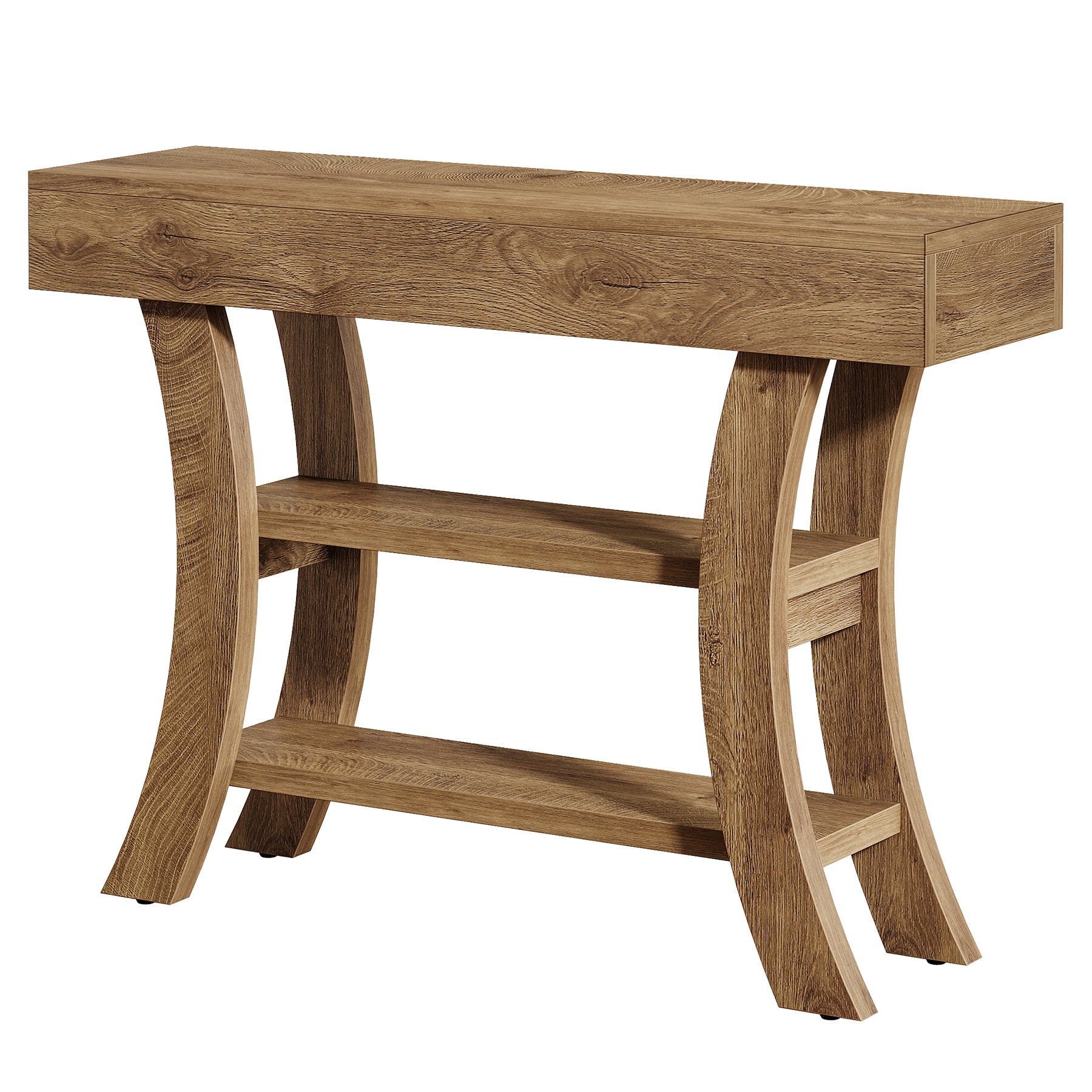 105 cm Landelijke Consoletafel, Drieplanken Salontafel met Gebogen Frame voor Hal