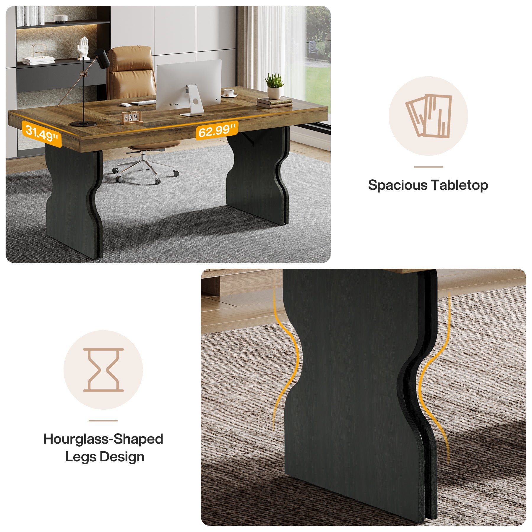 160 cm Directiebureau voor Thuiswerk, Landelijk Bureau met Zandloperpoten