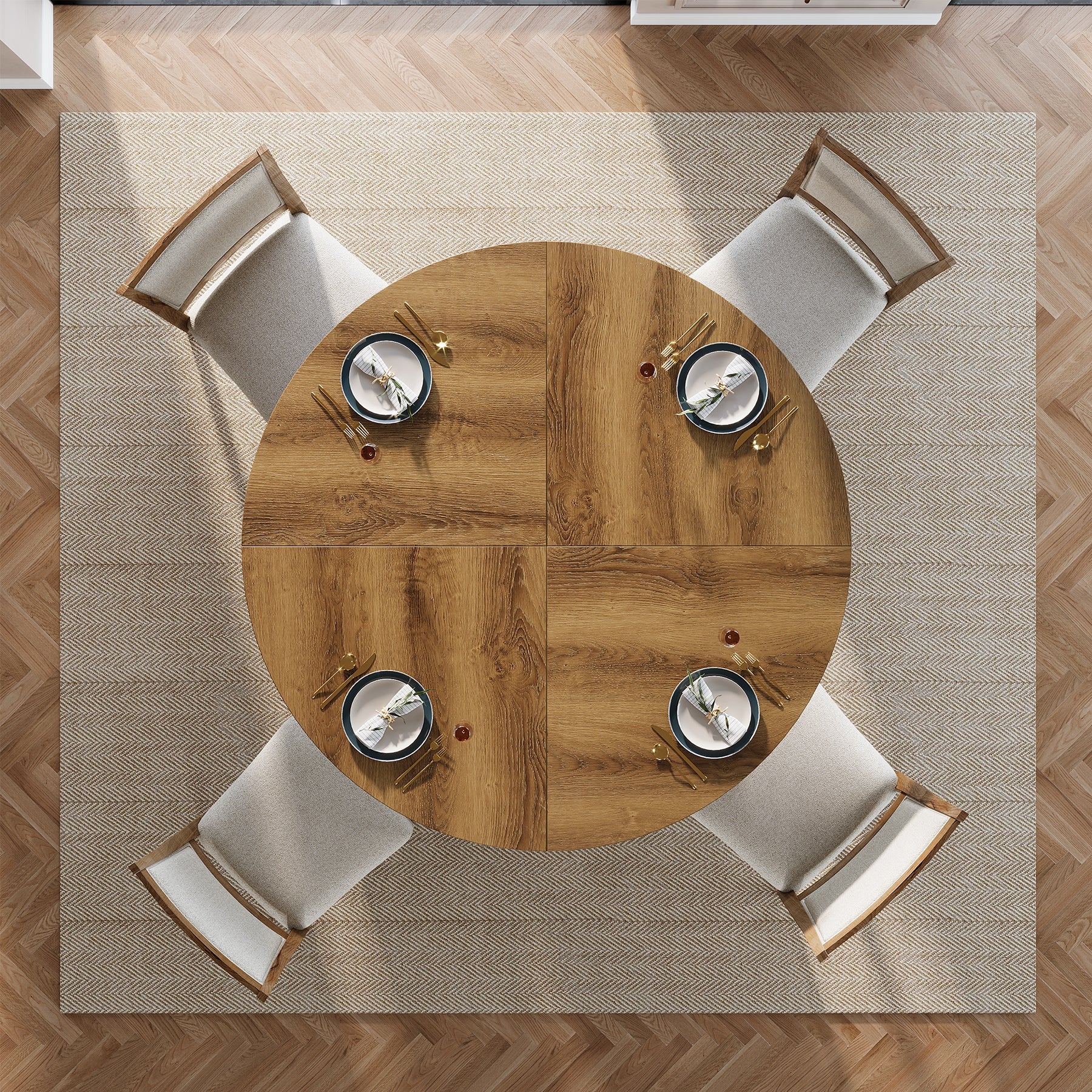 Tribesigns 119 cm Ronde Eettafel voor 4-6 Personen